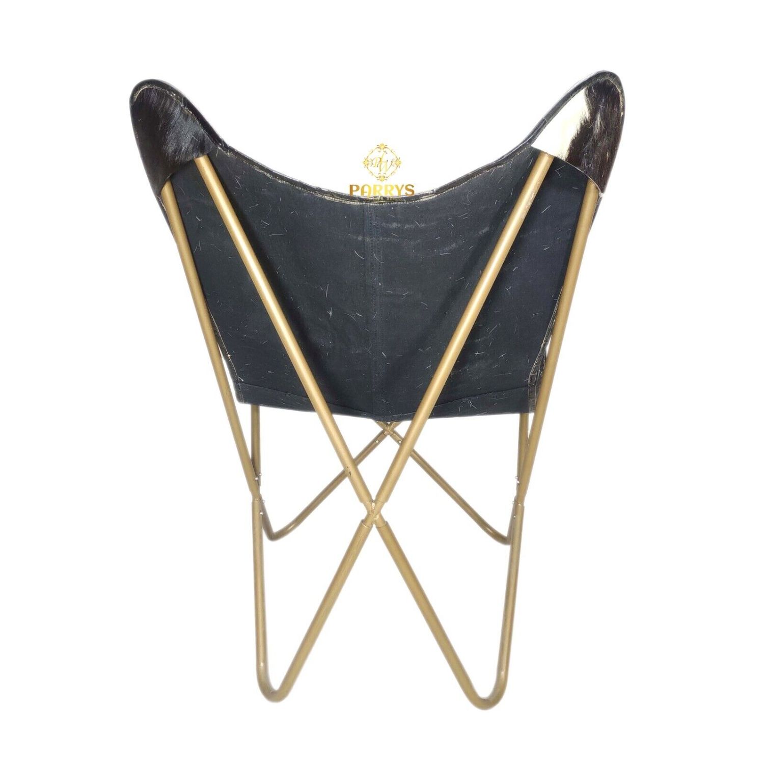 Black  And White Genuine Leather Office Chair, Handmade Relaxing Chair PL2-128