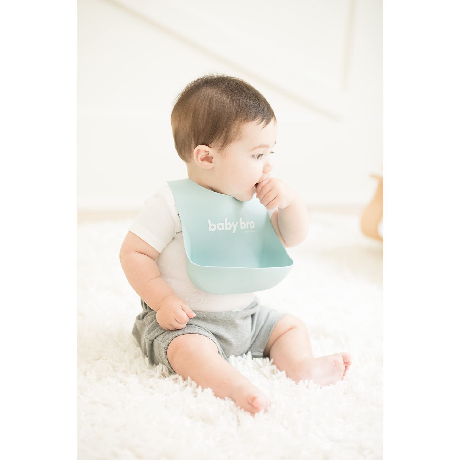 Bella Tunno Wonder Bib – Waterproof Silicone Bibs for Boys & Girls, Non-toxic & BPA Free Silicone Baby Bibs & Toddler Bibs with Adjustable Neck, Easy to Clean (Baby Bro)