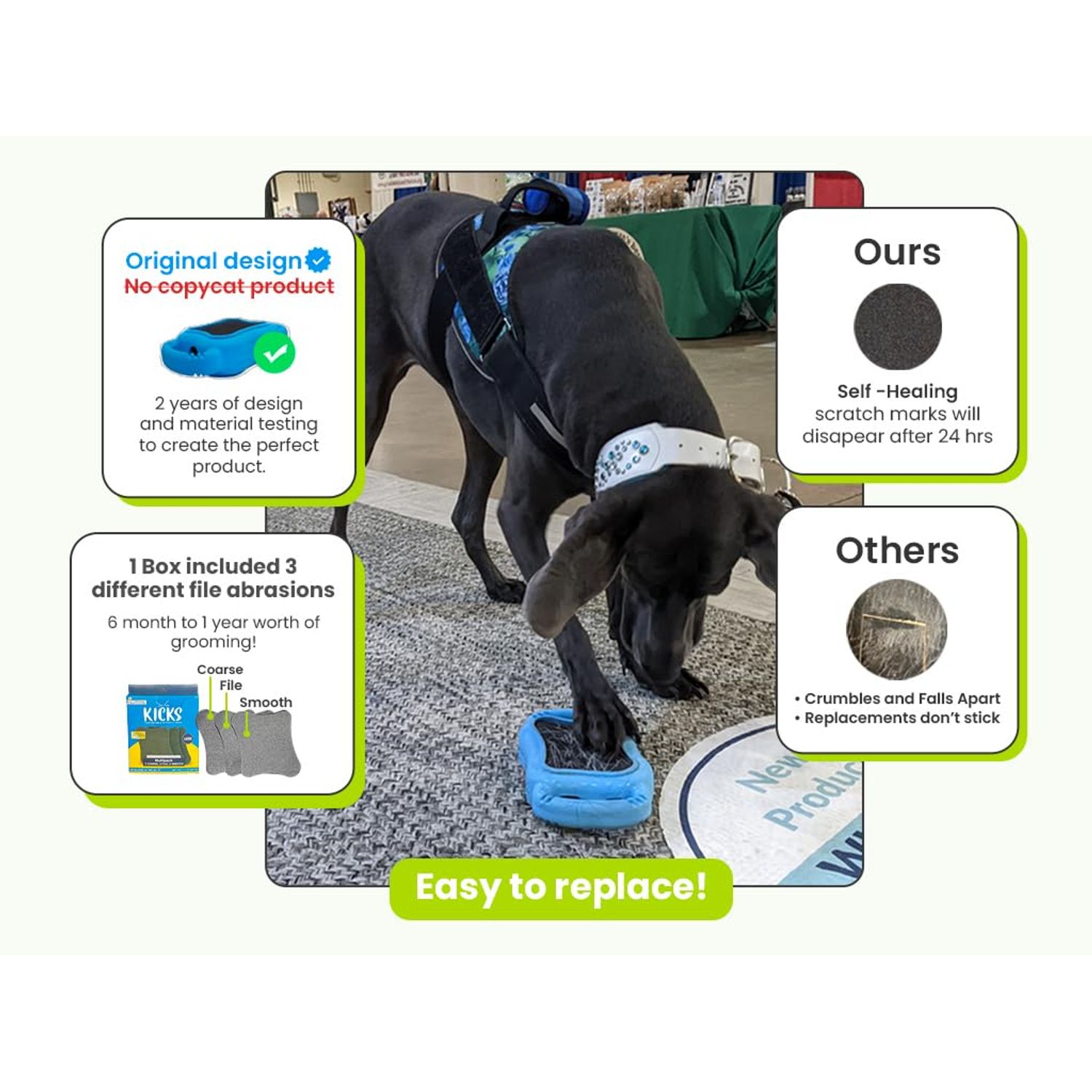 De' Vora Scratch Square - Dog Nail Scratch Board Treat Box | 5 in 1 Dog Scratch Pad for Nails | Dog Nail Scratch Board with Treat Box | Scratch Pad for Dogs Nail File | Dog Scratch Board for Nails S/M
