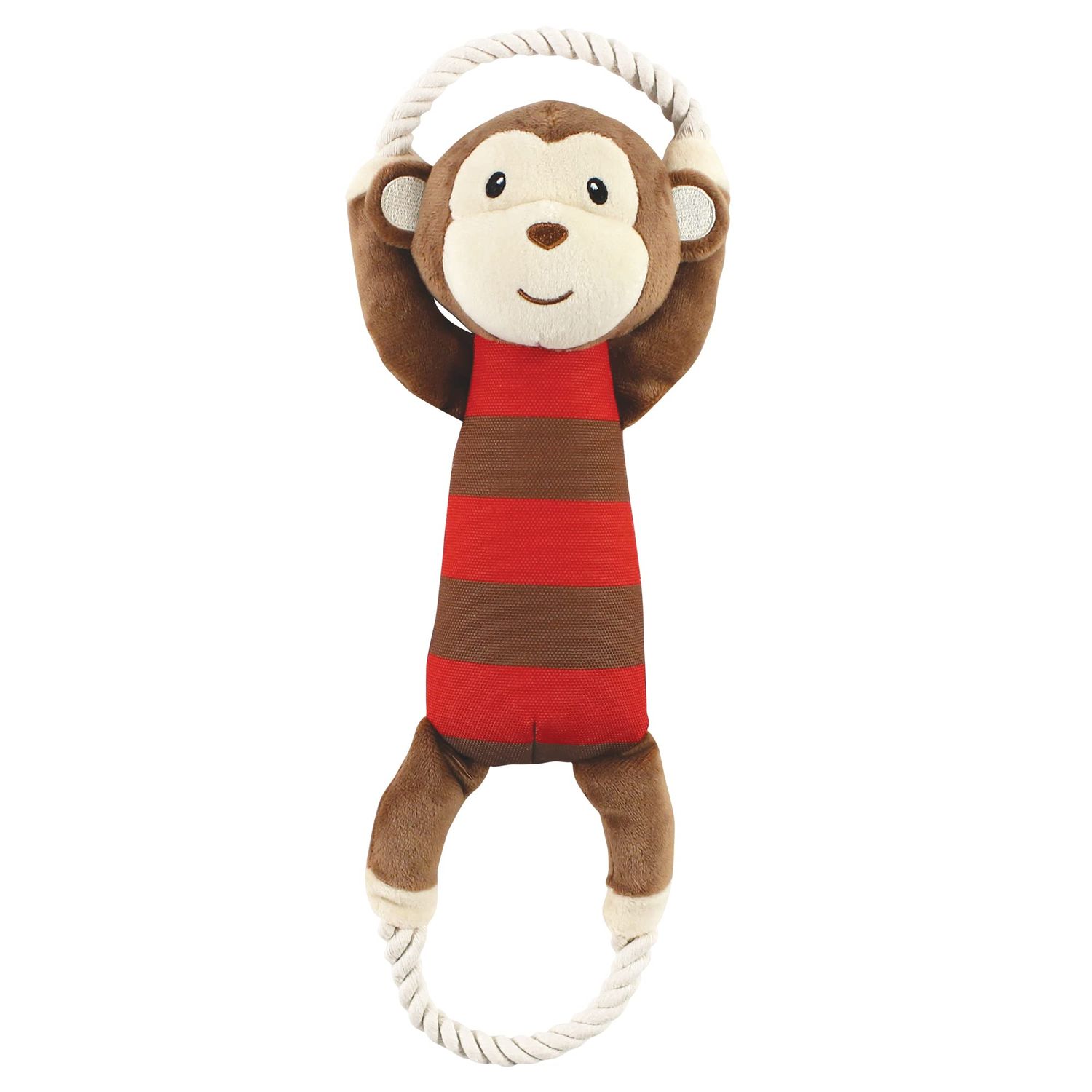 Luvable Friends Baby Squeaky Plush Dog Toy with Rope, Monkey, One Size