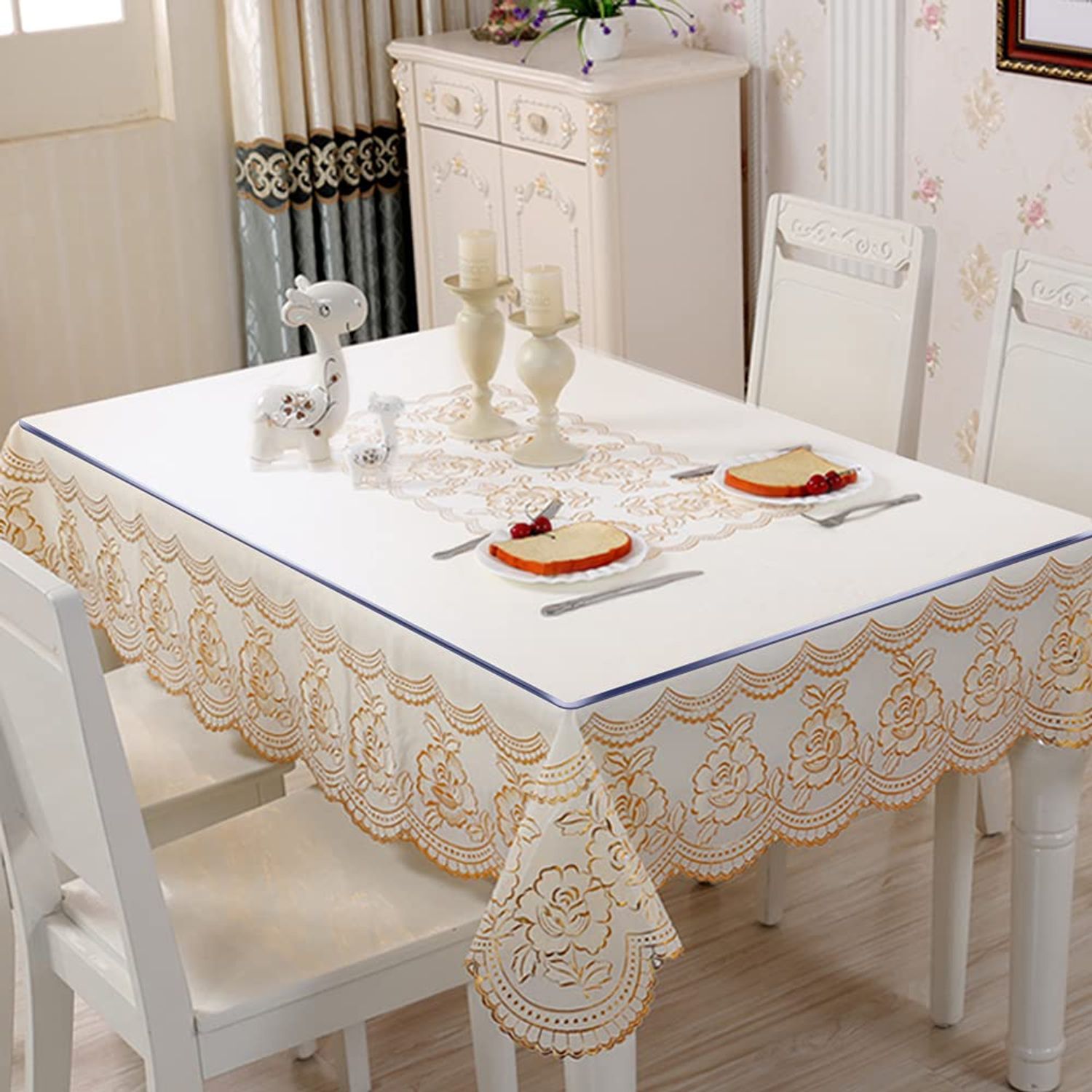 Square 20x20" Clear Vinyl Table Cover Protector Desk Protector Mat Mat Plastic Chair Mat Thicken Crystal Kitchen Table Pad Tablecloth for Pet Feeding Mat Coffee Living Room Bedside Table Wipeable