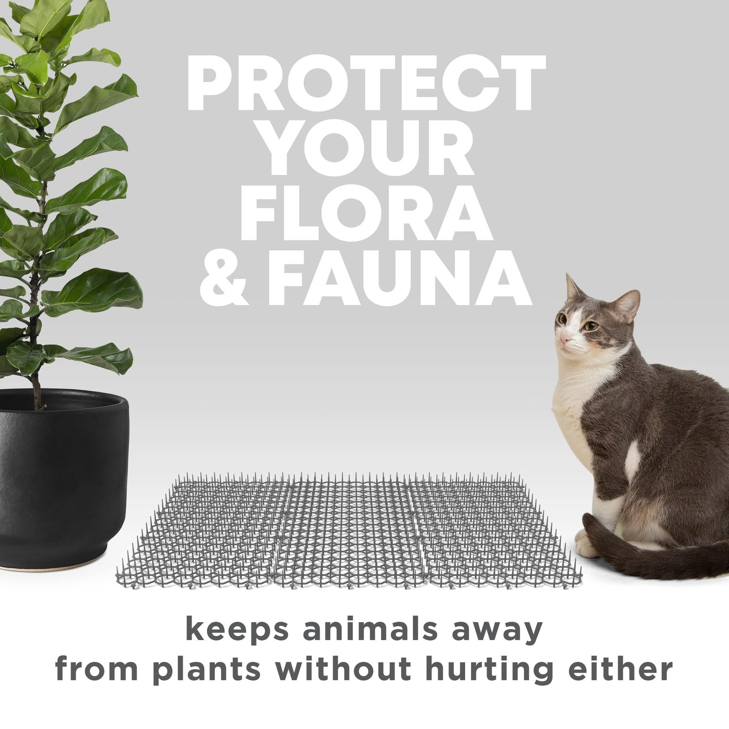 Petfolio 12 Pack Scat Mat for Cats - 16 x 8 Inch Cat Deterrent Mat with Spikes with 1 Inch Spikes, 6 Garden Staples & 10 Zip Ties. Pet Training Mat for Cat Repellent Indoor & Outdoor