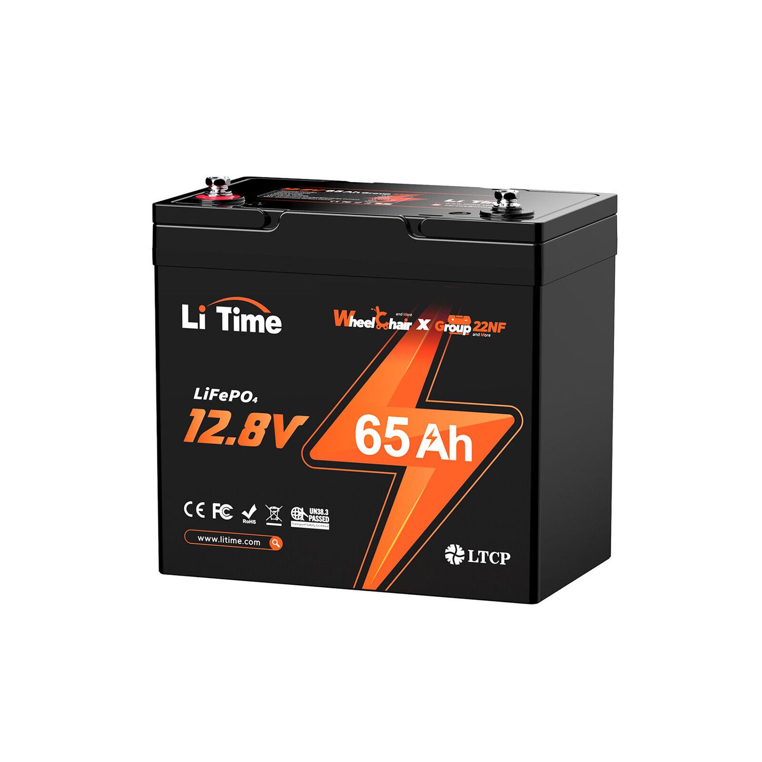 LiTime 12V 65Ah Trolling Motor Camping Marine LiFePO4 Lithium Battery Deep Cycle