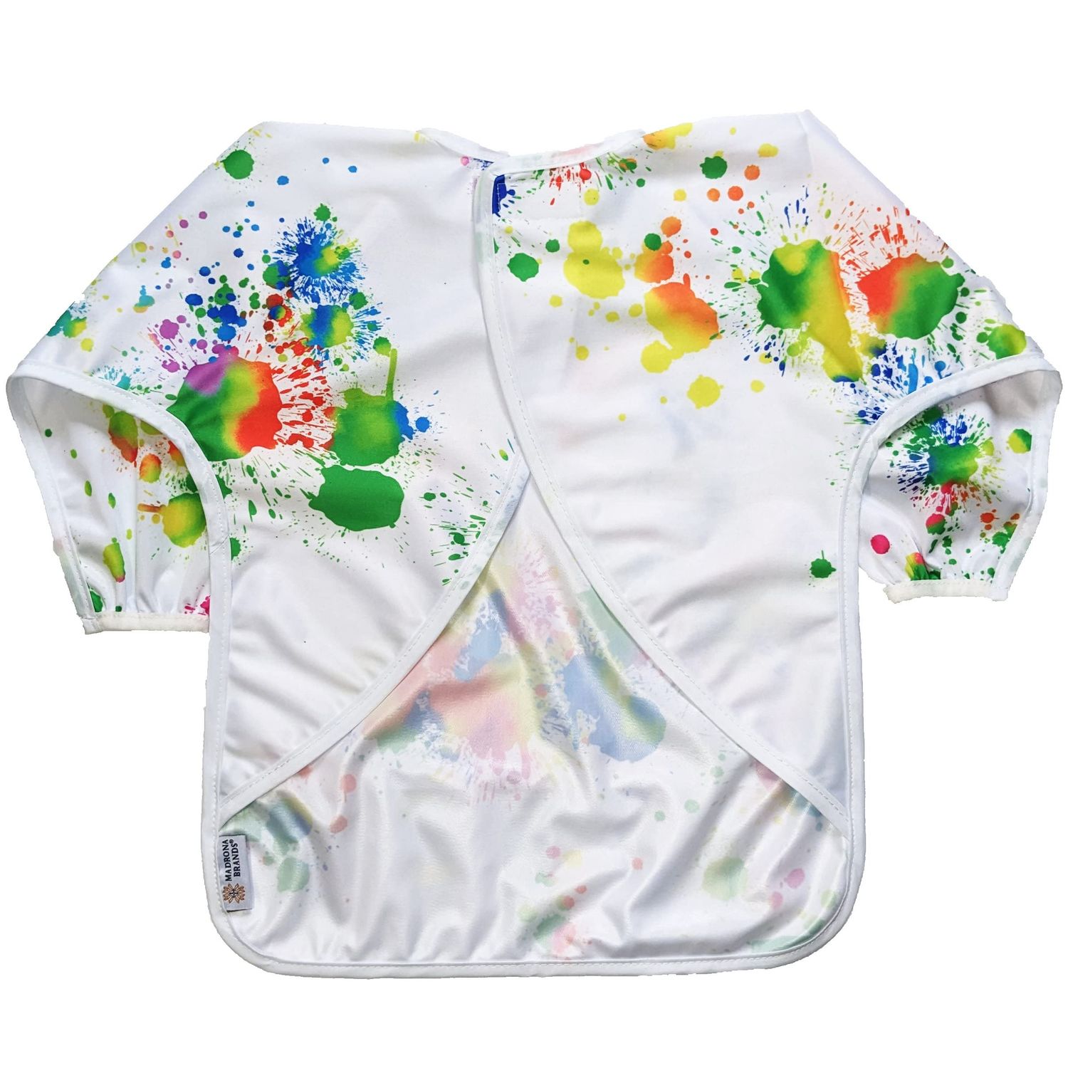 Madrona Brands Toddler Art Smock & Baby Bib Fits Kids 1-3 Years | Full Sleeve Waterproof Crafts Cover, Paint Apron
