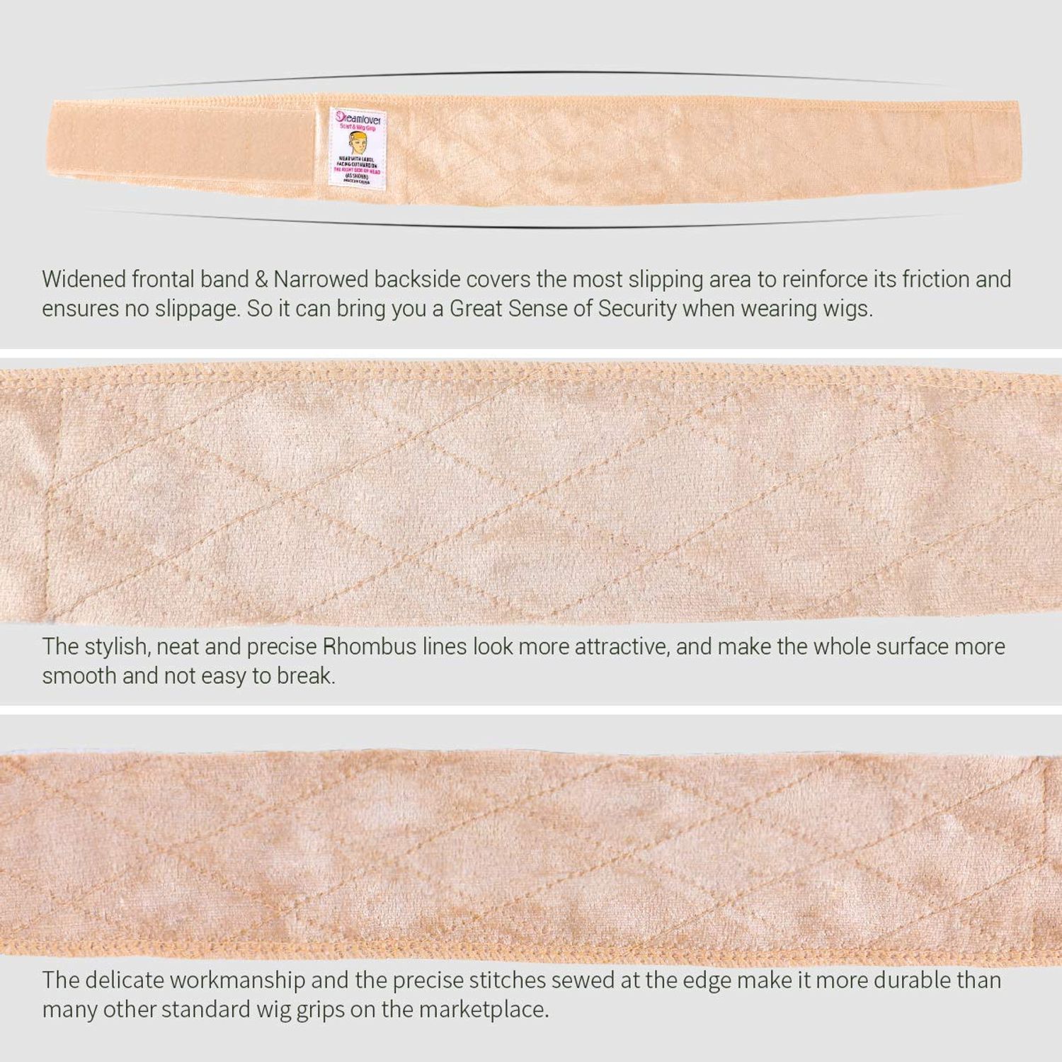 Dreamlover Wig Grip Band, Wig Grip Headband for Women, Wig Grips for Keeping Wigs in Place, Nude, 2 Pieces