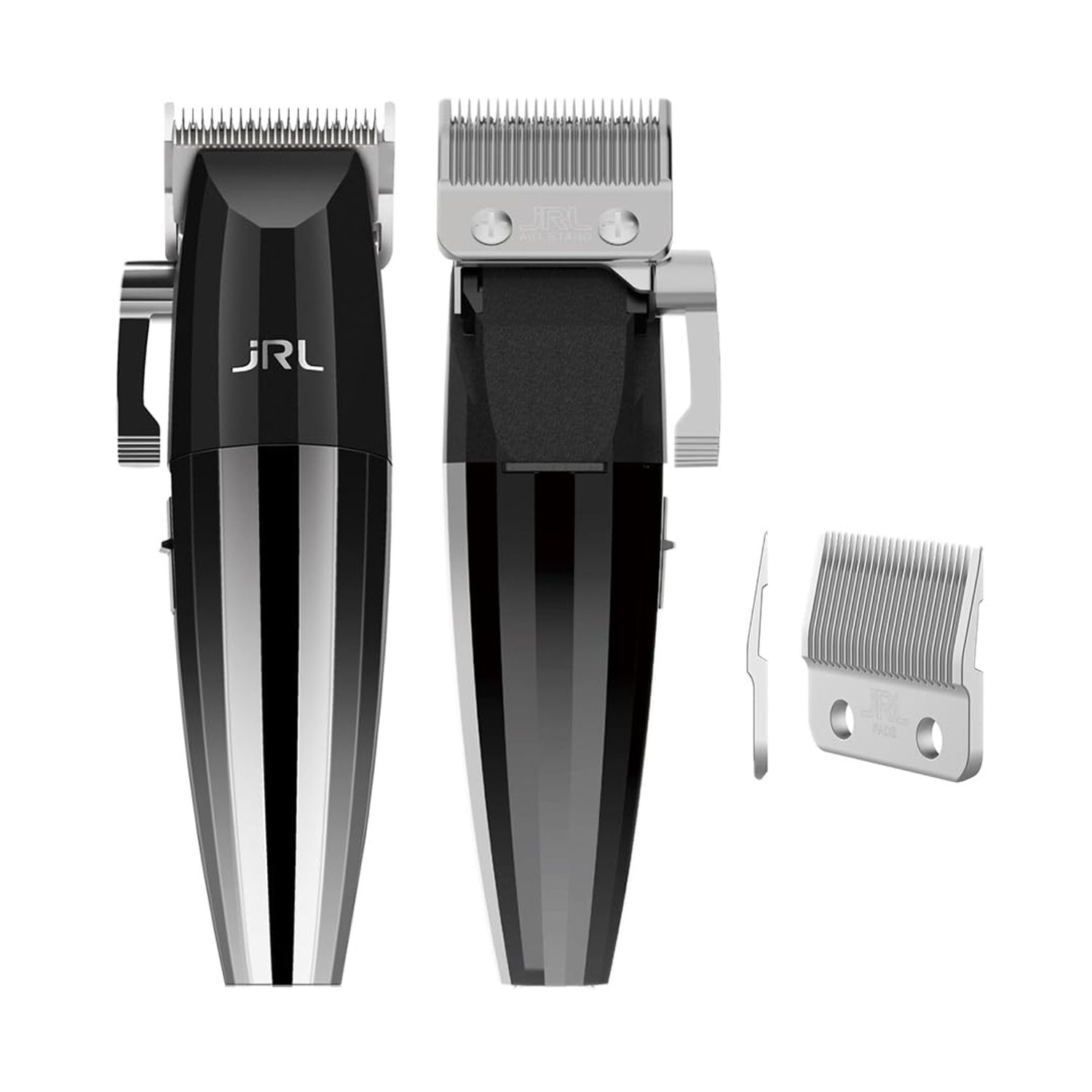 JRL Professional | FreshFade FF220C Silver + BF04 Fade Blade | Professional Cordless Hair Clipper with Fade Blade Included., Black