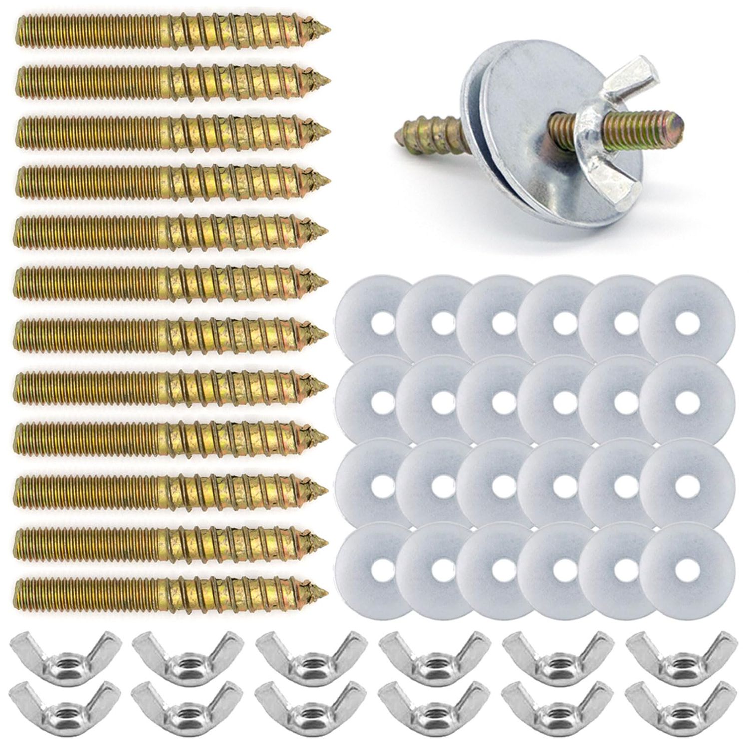 12 Sets Bird Cage Screws Bird Perch Stand Platform Accessories 24 Washers 12 Screws 12 Wing Nuts Hardware for Fixing Bird Playground Perch Food Bowls Feeder Breeding Box