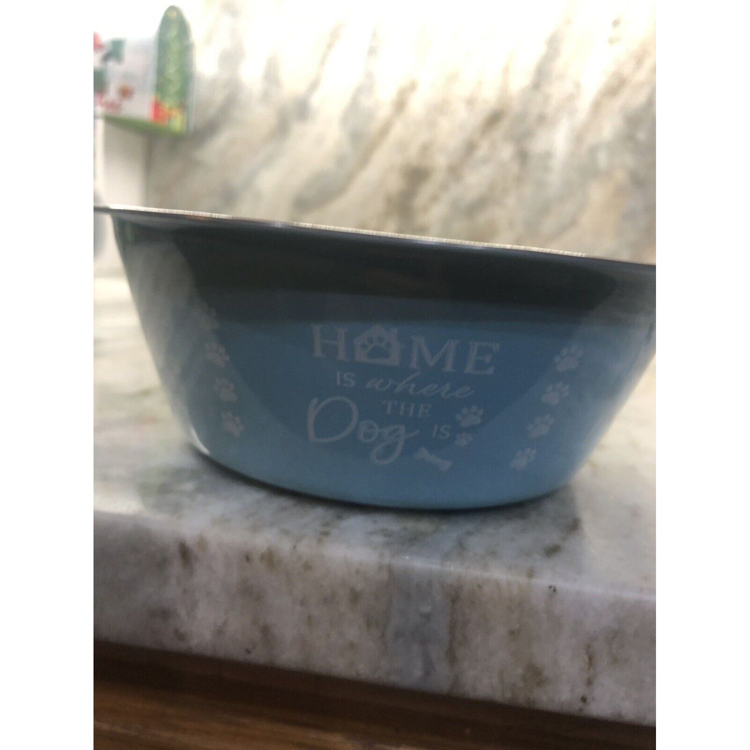 Stainless Steel Blue Animal Print Pet Bowl -Holds 26.37floz./780ml