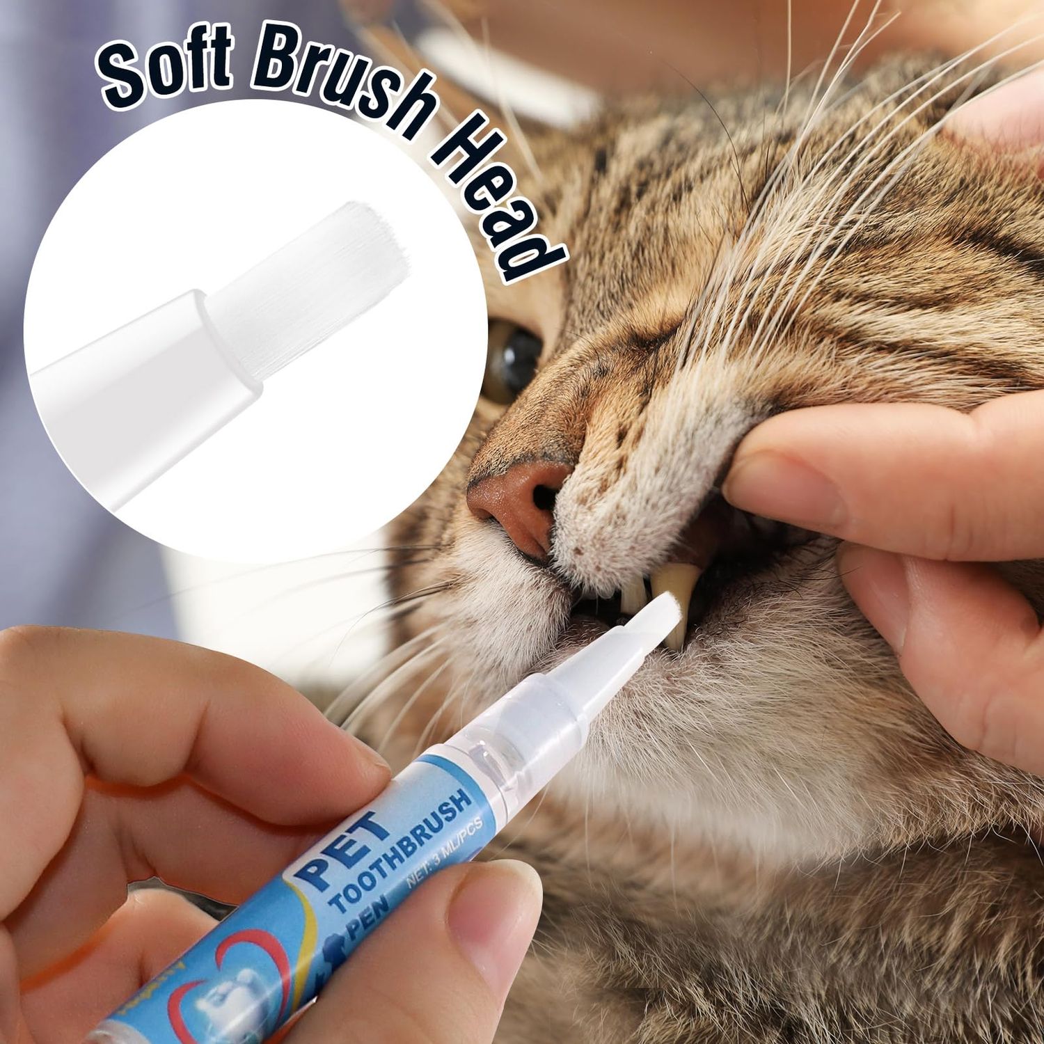 Hkpetty 3PCS Pet Toothbrush Pen,Teeth Brightening Pen for Dog-Pet Dog/Cat Teeth Cleaning Pen for Dental Care,Dogs Cats Natural Plants Tartar Remover Tool