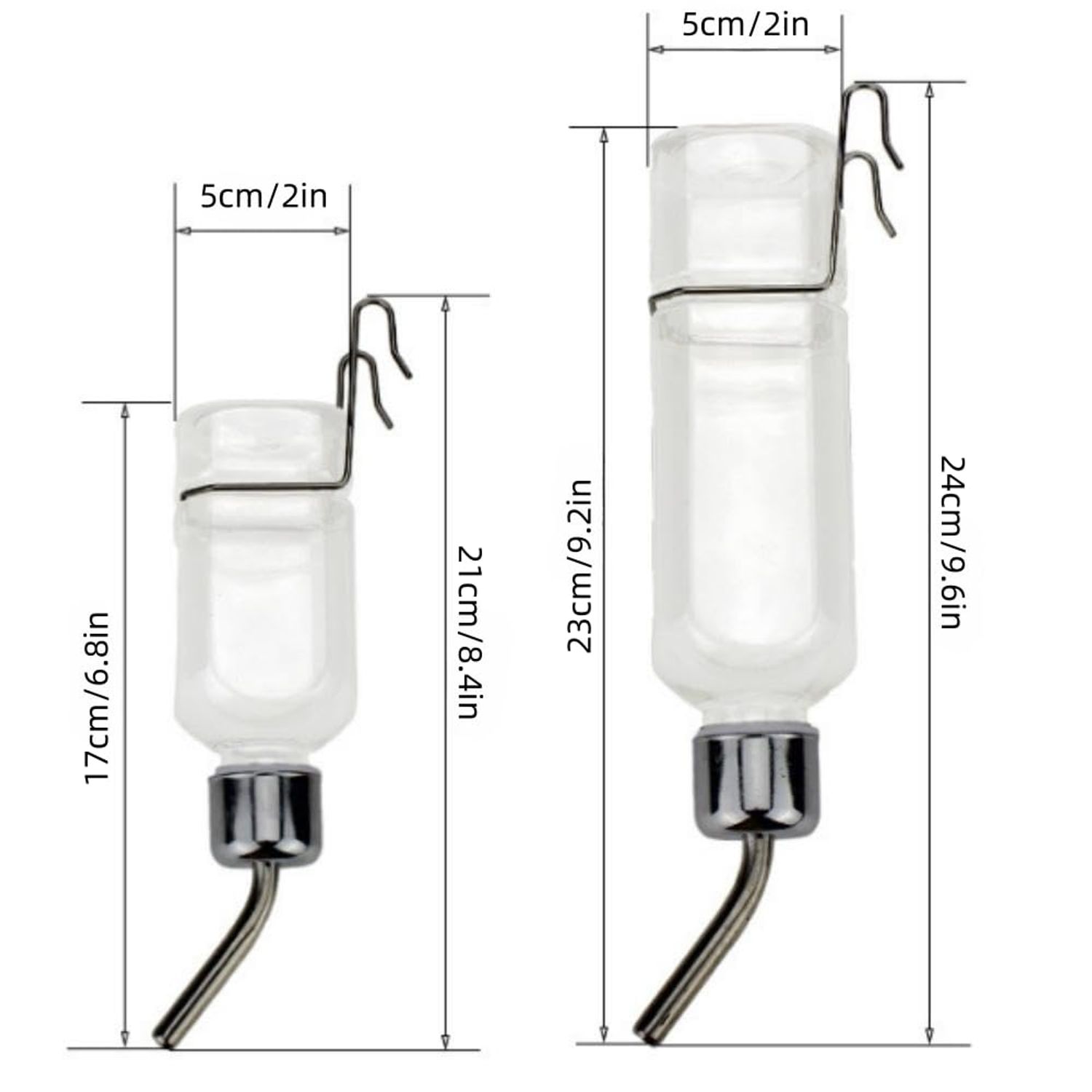 2 Pcs Pet Cage Water Bottle No Drip Small Animal Water Bottle, Hanging Waterer for Rabbit, Guinea Pig, Hedgehog, Squirrel, Rat, Chinchilla, Hamster Dispenser Bottle