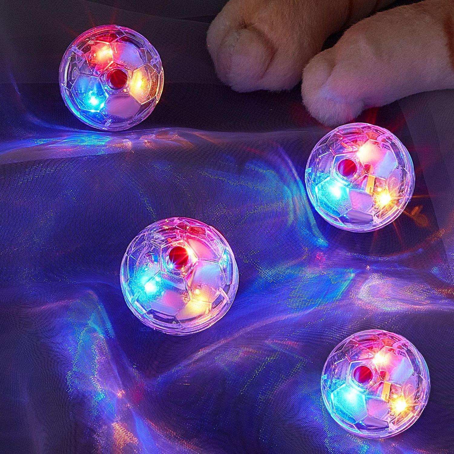 Sratte 6 Pieces Ghost Hunting Cat Ball Activated Cat Toy Ball Motion LED Light Cat Balls Motion Cat Dog Interactive Toys Pet Glowing Mini Running Exercise Ball Toys for Animals Activity(Clear)