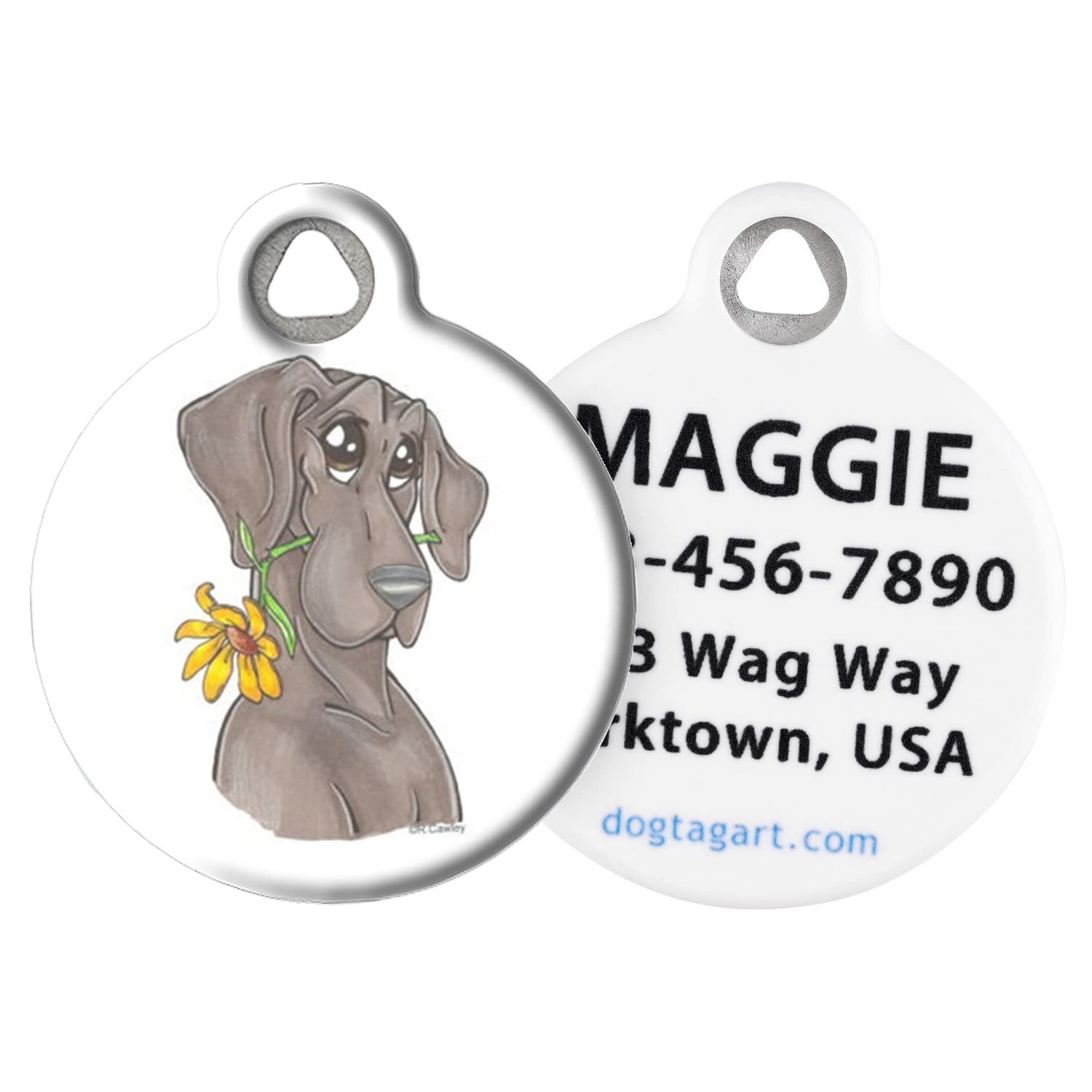 Dog Tag Art Blue Great Dane Personalized Pet ID Tag for Dogs, Silent Polymer Coated Stainless Steel Nametag - Large 1.25" Diameter