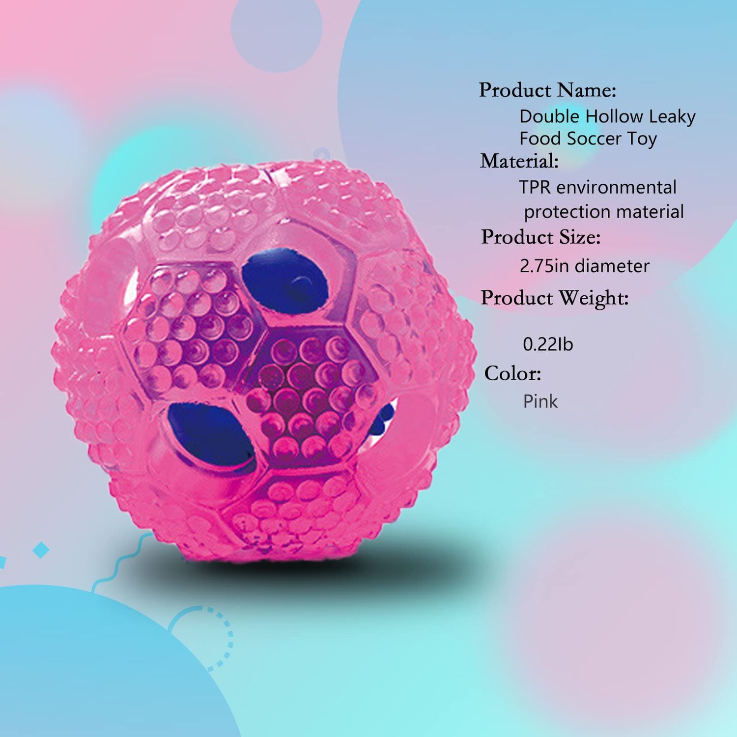 Eilin Dog Toy Balls Food Dispensing Interactive Puzzle Toy Ball Dog Chew Toys Balls Tough Durable Rubber Pet Ball for Small Medium Dogs IQ Training Teeth Cleaning (Pink)