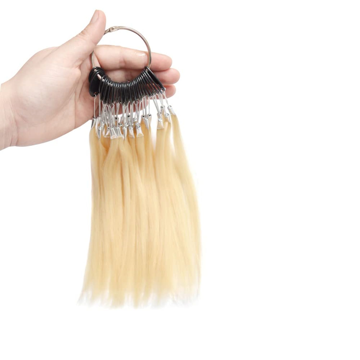 30 strands/set 100% Human Hair Color Swatches Testing Color Sample Rings for Human Hair Extensions and Salon Hairdressing Hair Dyeing Sample (Blonde)