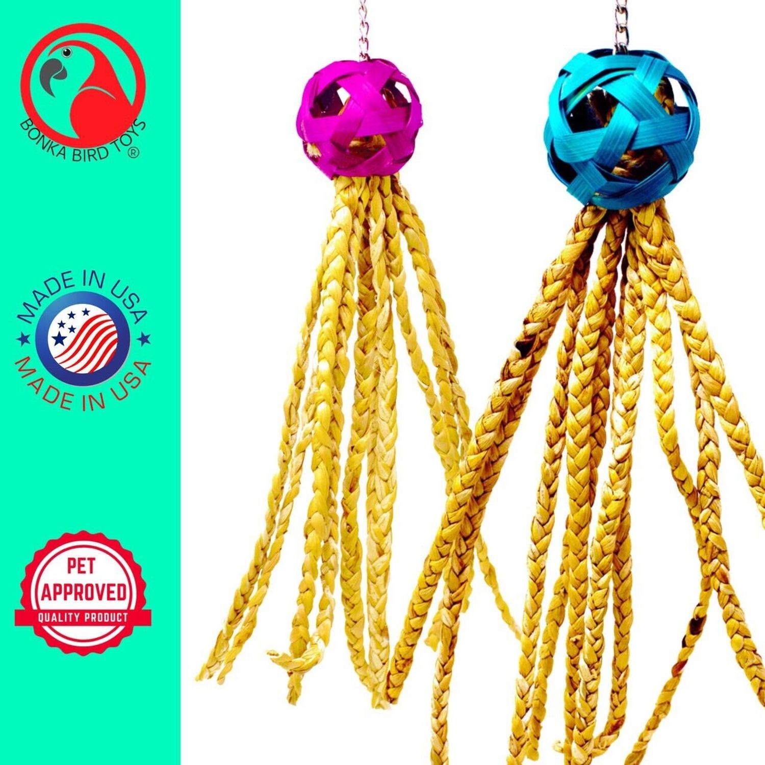 Bonka Bird Toys 1616 Foraging Octopus Chew Tug Pull Medium Parrot Cage Toy Pet