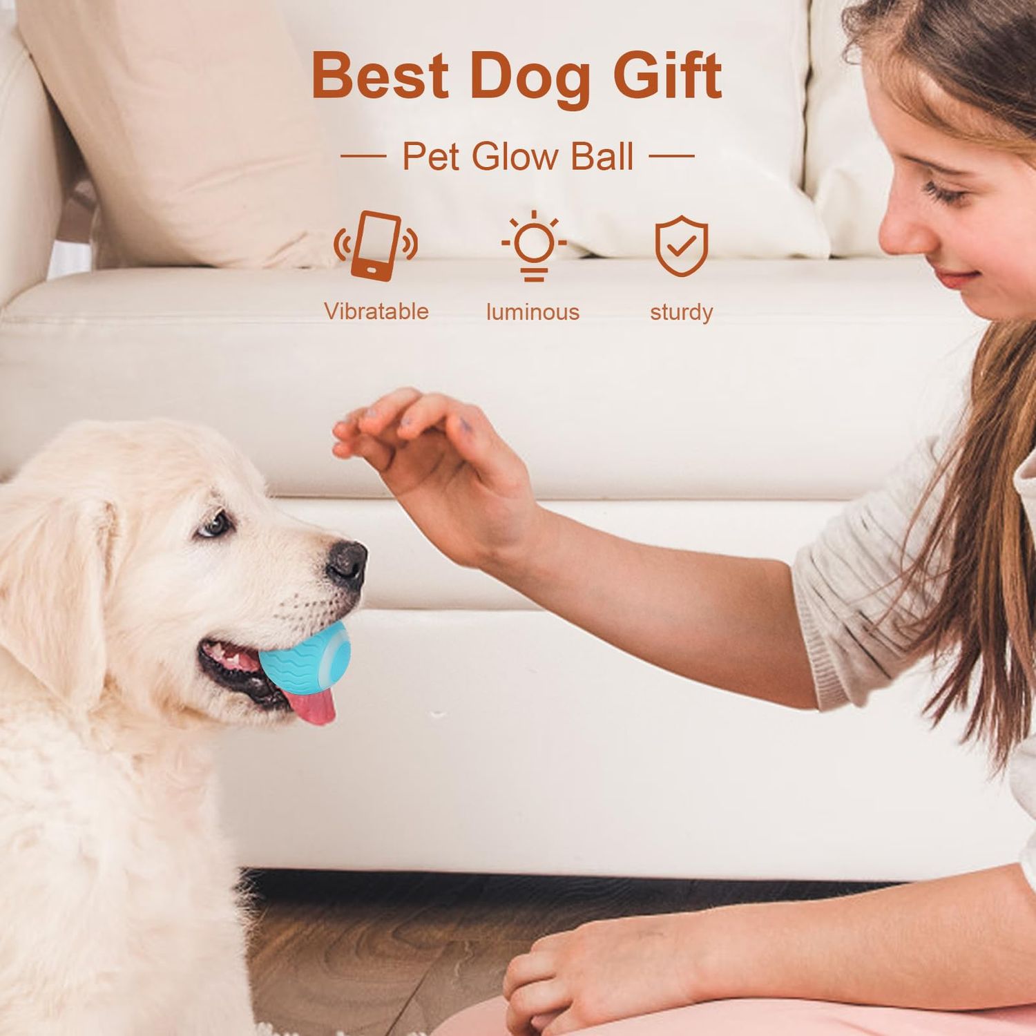 chenpeifengcpf LED Dog Balls Dog Toys, 1.8 Inch Glowing Fetch Ball, Pet Glow Ball, Outdoor Interactive Dog Toys Puppy Birthday Gifts, Glow in The Dark Ball for Dog Training (Blue)