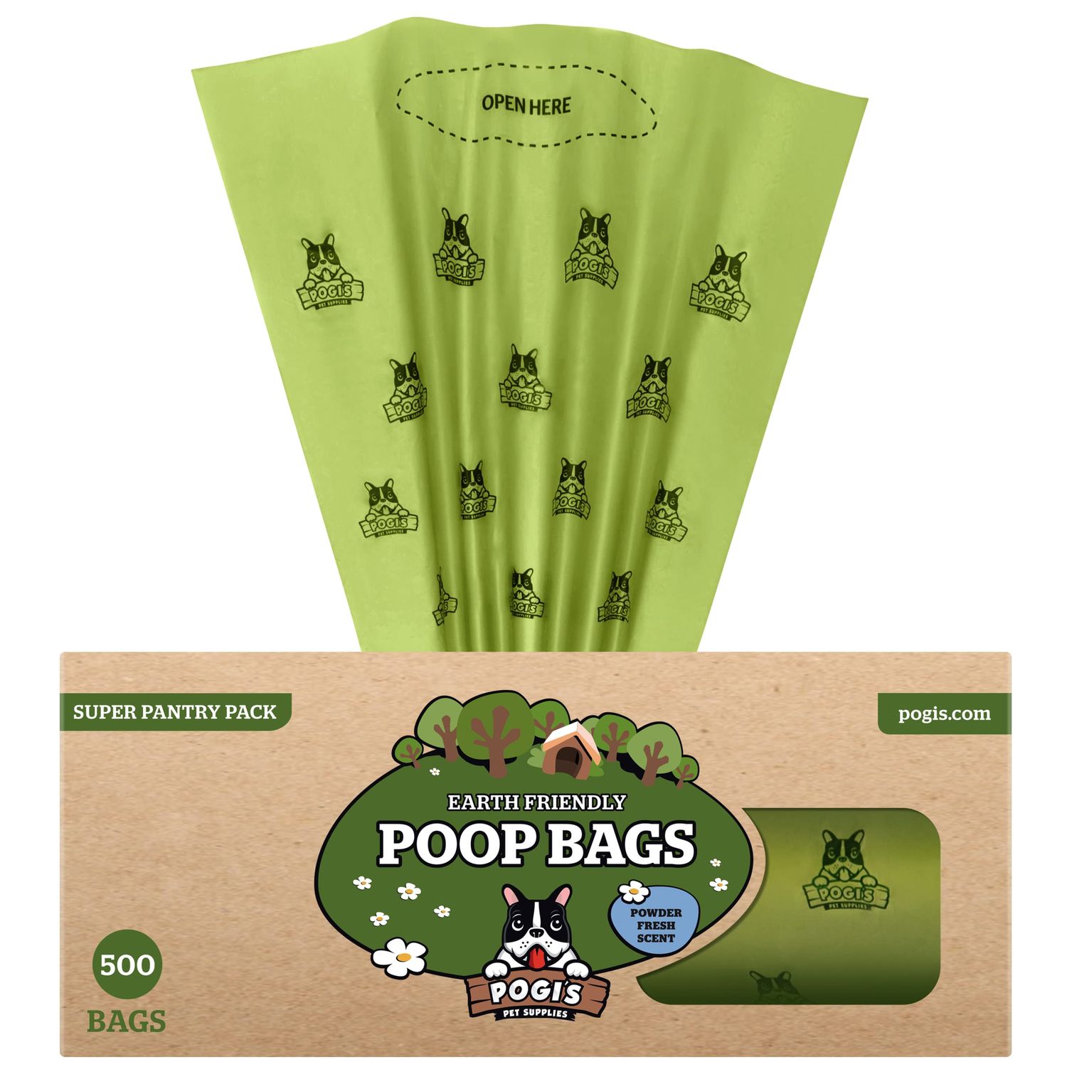 Pogi’s Dog Poop Bags - 500 Doggie Poop Bags for Yards - Leak-Proof Dog Waste Bags - Ultra Thick, Extra Large, Scented Poop Bags for Dogs & Cats (Single Large Roll)