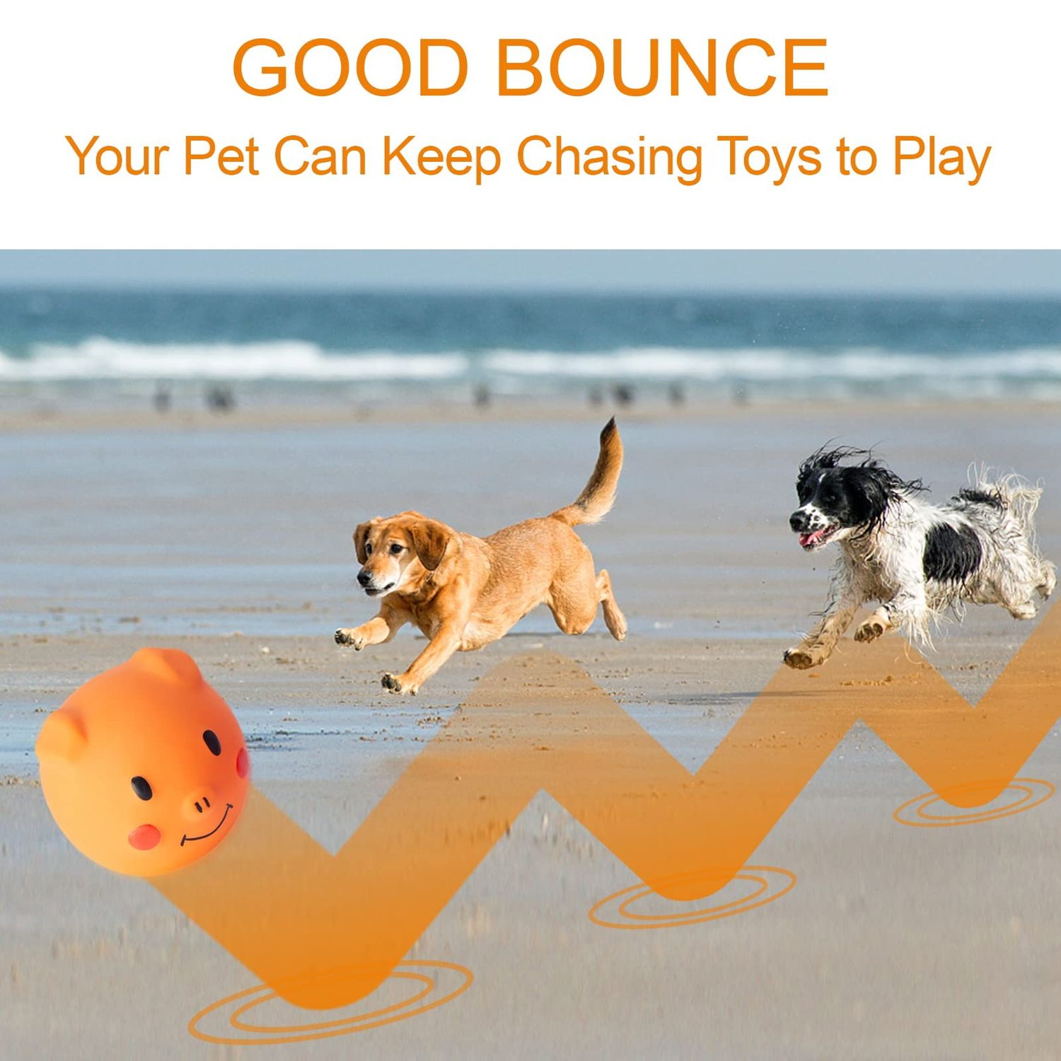 Coricorsu Squeaky Dog Toy Dog Squeaky Toys Chewing Durable Teething Latex Rubber Soft Interactive Fetch Play Dog Balls with Funny Piggy Face for Puppy Small Medium Pet Dog (6PCS)