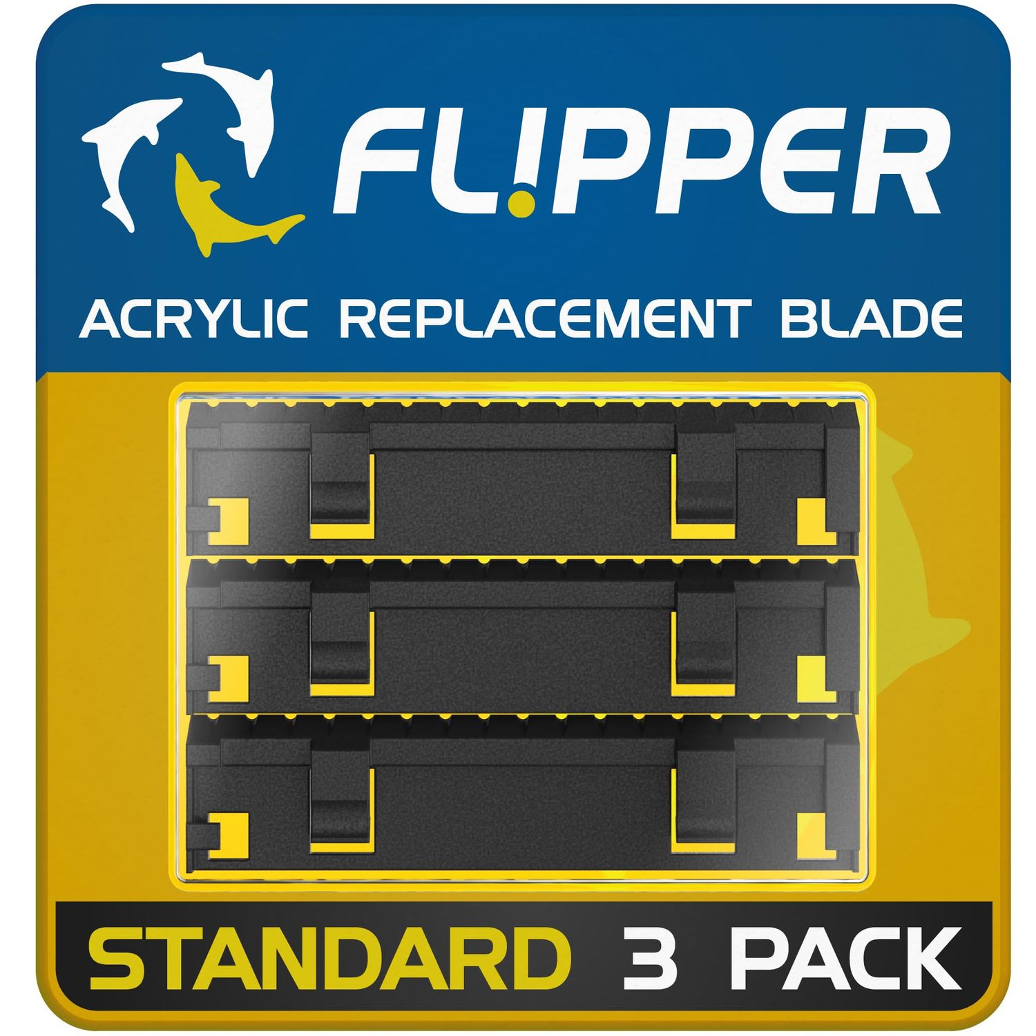 FL!PPER Magnetic Aquarium Cleaner - Acrylic Replacement Blades for Acrylic tanks Standard up to 1/2" - 3 Pack
