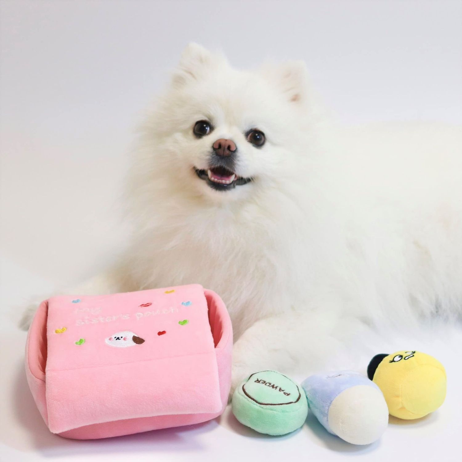 GOSUNY TOYS Girl Dog Toys, Sister's Pouch Pink Dog Toys, Snuffle Mat for Small Dogs