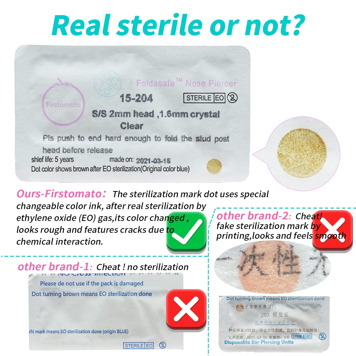 Firstomato 2 Pack Self Use Nose Piercing Gun Safe Nose Piercing Kit Tool Painless and Allergy Free Nose Piercer with Hypoallergenic Nose Studs