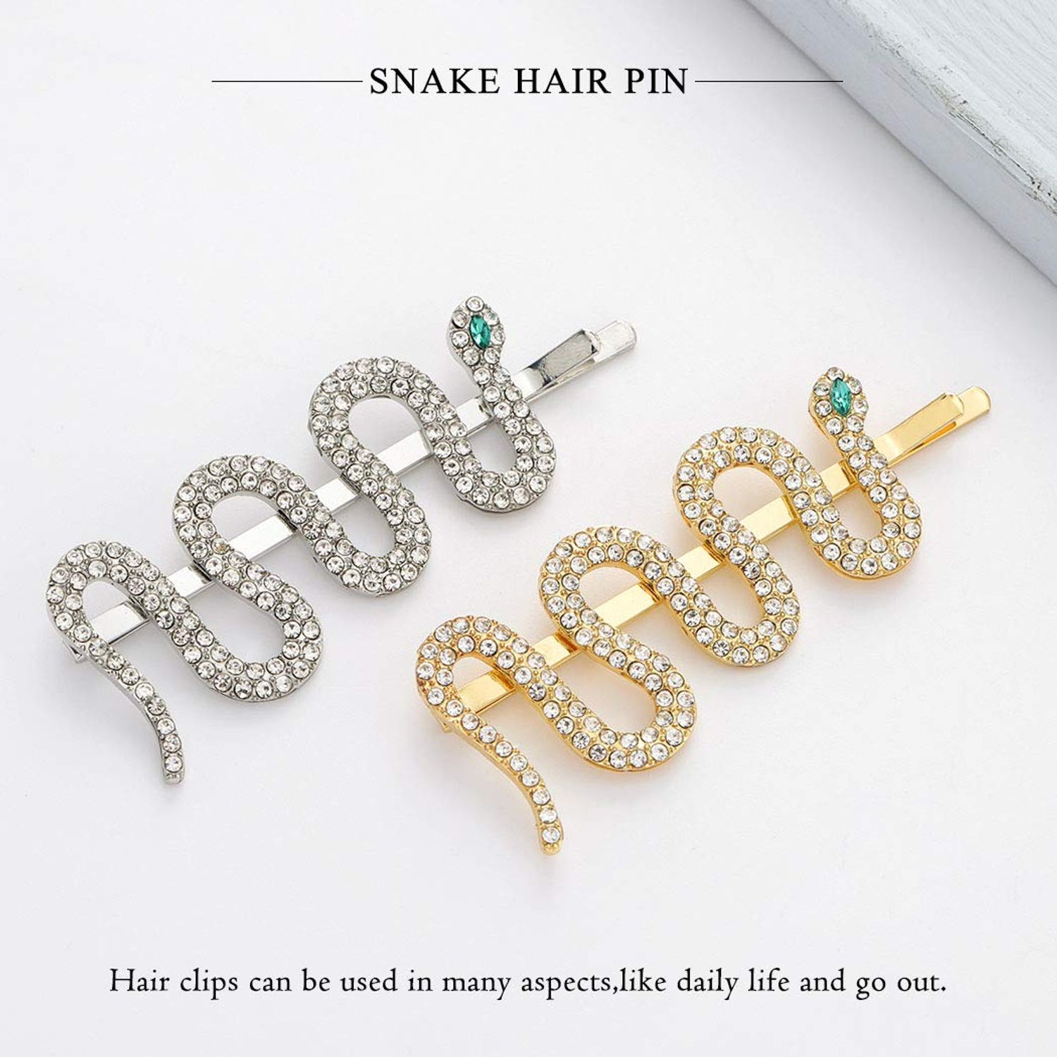 JONKY 2PCS Rhinestone Snake Hair Clips Medusa Headpiece Crystal Hair Pins Vintage Hair Barrettes Medusa Costume Snake Hair Accessories for Women