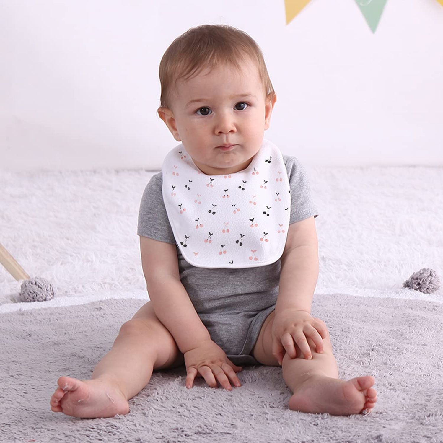 Maiwa Waterproof Terry Cloth Baby Bibs for Baby Girl with Snaps for Drooling teething eating
