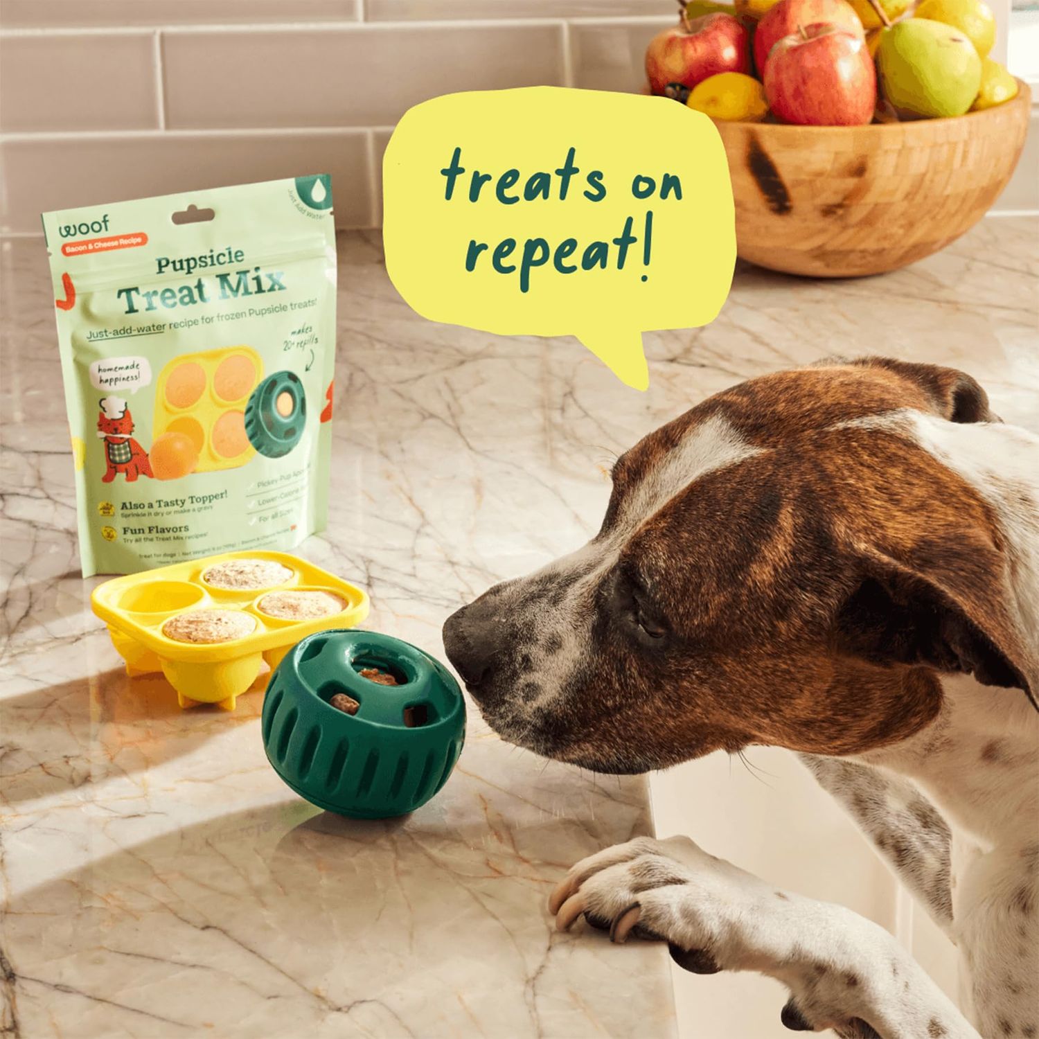 WOOF Dog Treat Mix - Easy-to-Make DIY Pupsicle Refills - Tasty, Healthy Dog Treats - Wholesome Ingredients - Long-Lasting Treats for Dogs - Bacon and Cheese Mix