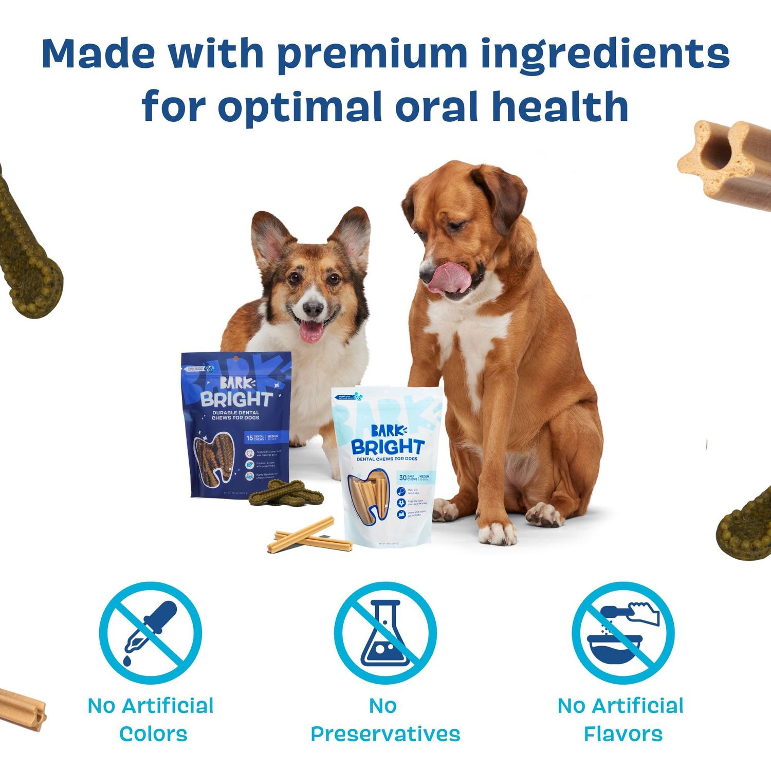 Barkbox Bright Original Dog Dental Chew Sticks, Plaque and Tartar Cleaning - Small Breeds (30 Chews)