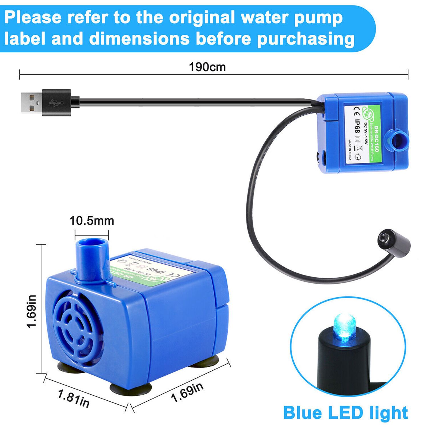 Pet Fountain Pump Replacement Cat Water Fountain Pump for Flower Fountain Automa