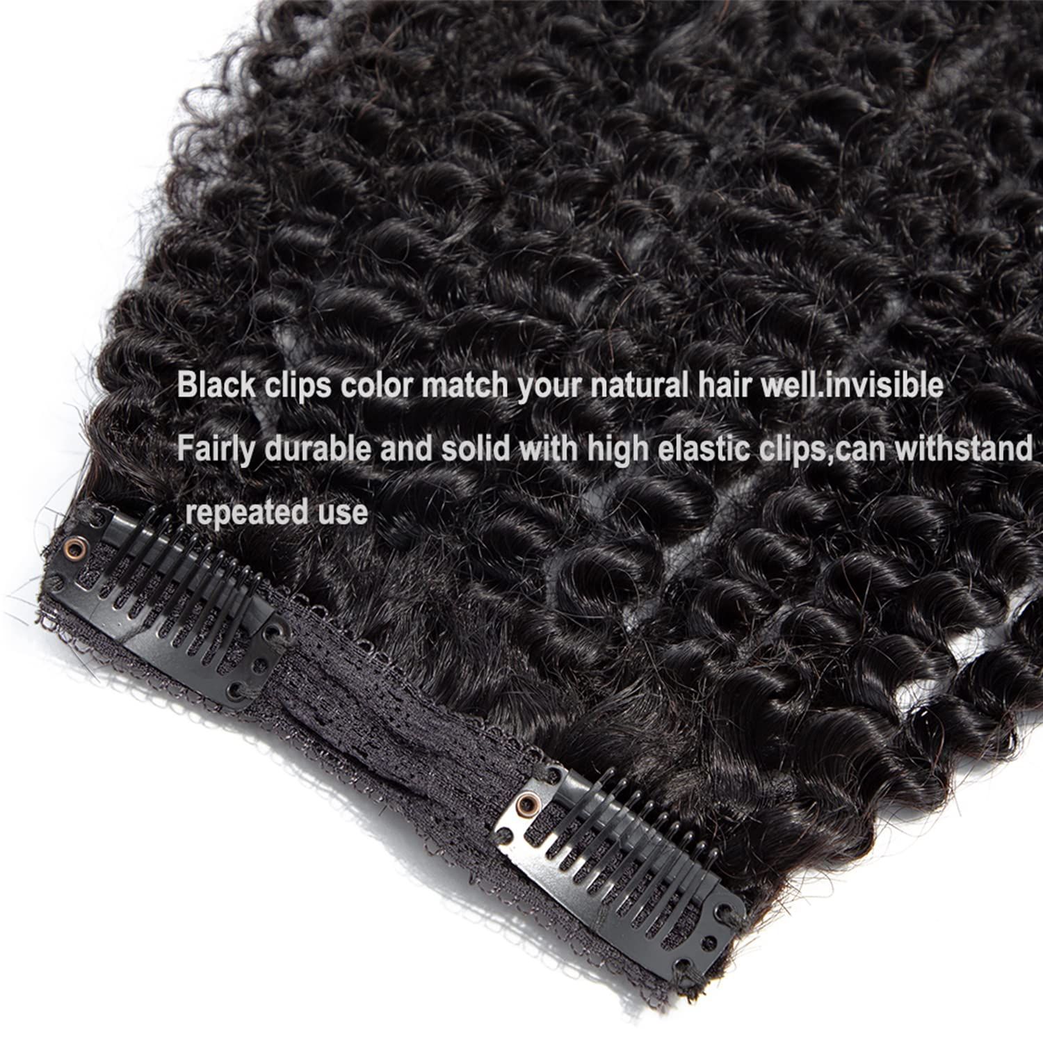 Afro Kinky Curly Clip in Hair Extensions 4B 4C Brazilian Real Human Hair Clip ins for Black Women Double Weft Natural Color 7pcs 70g/set 14Inch