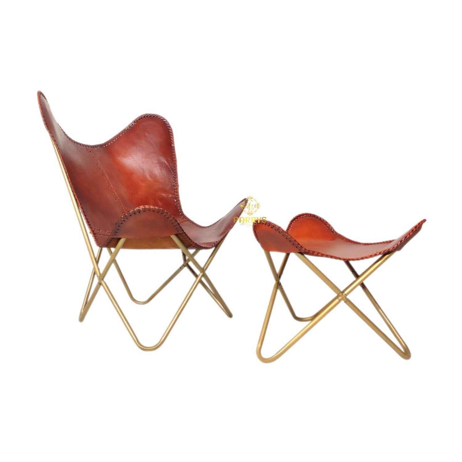 Home & Office Relaxing Leather Butterfly Chair With Ottoman (Footstool)