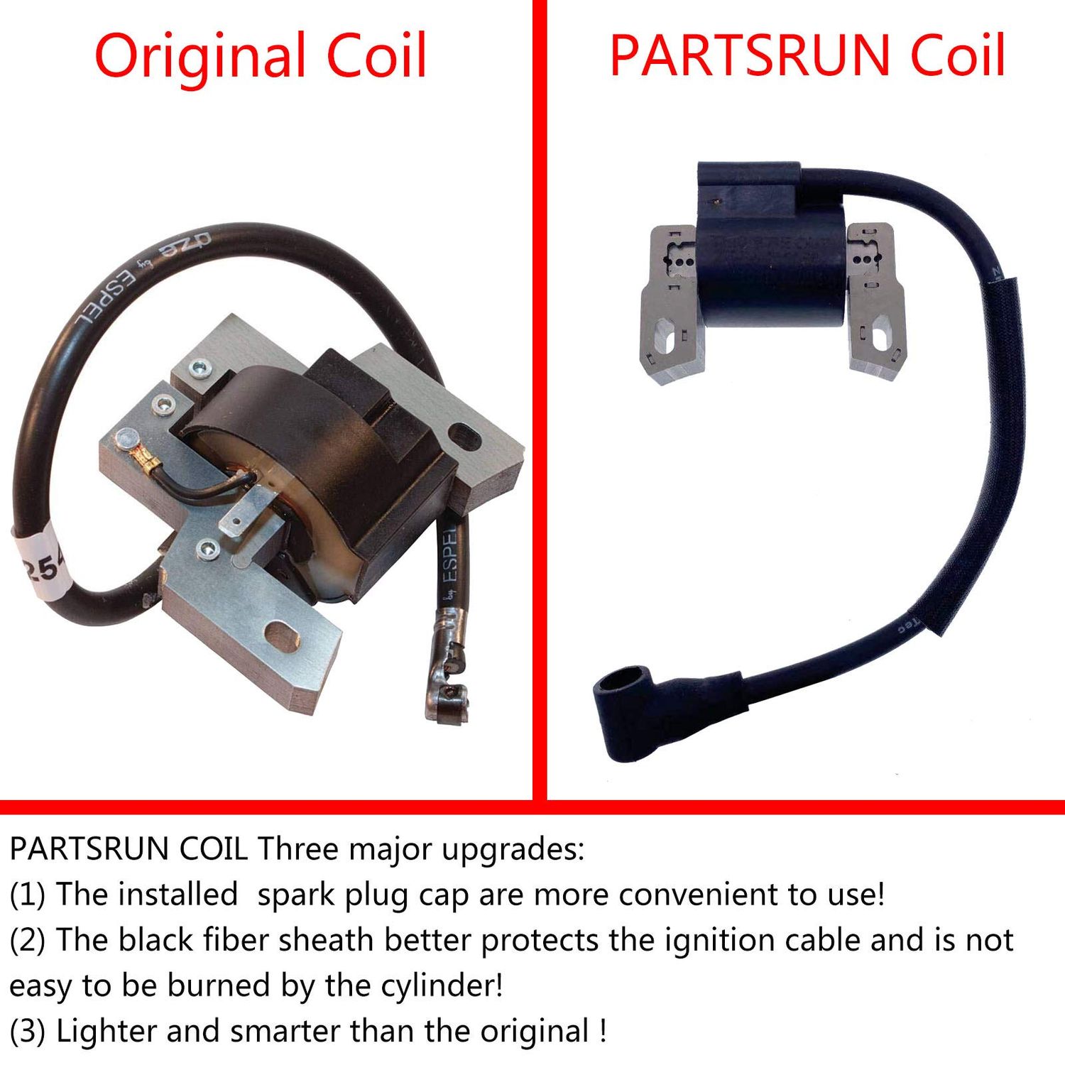PARTSRUN Ignition Coil for Briggs & Stratton 590454 Magneto Armature Coil 440-425 Solid State Module Replaces Briggs & Stratton 493237 692605 802574 591932 799381 790817 ZF-IG-A00056-P