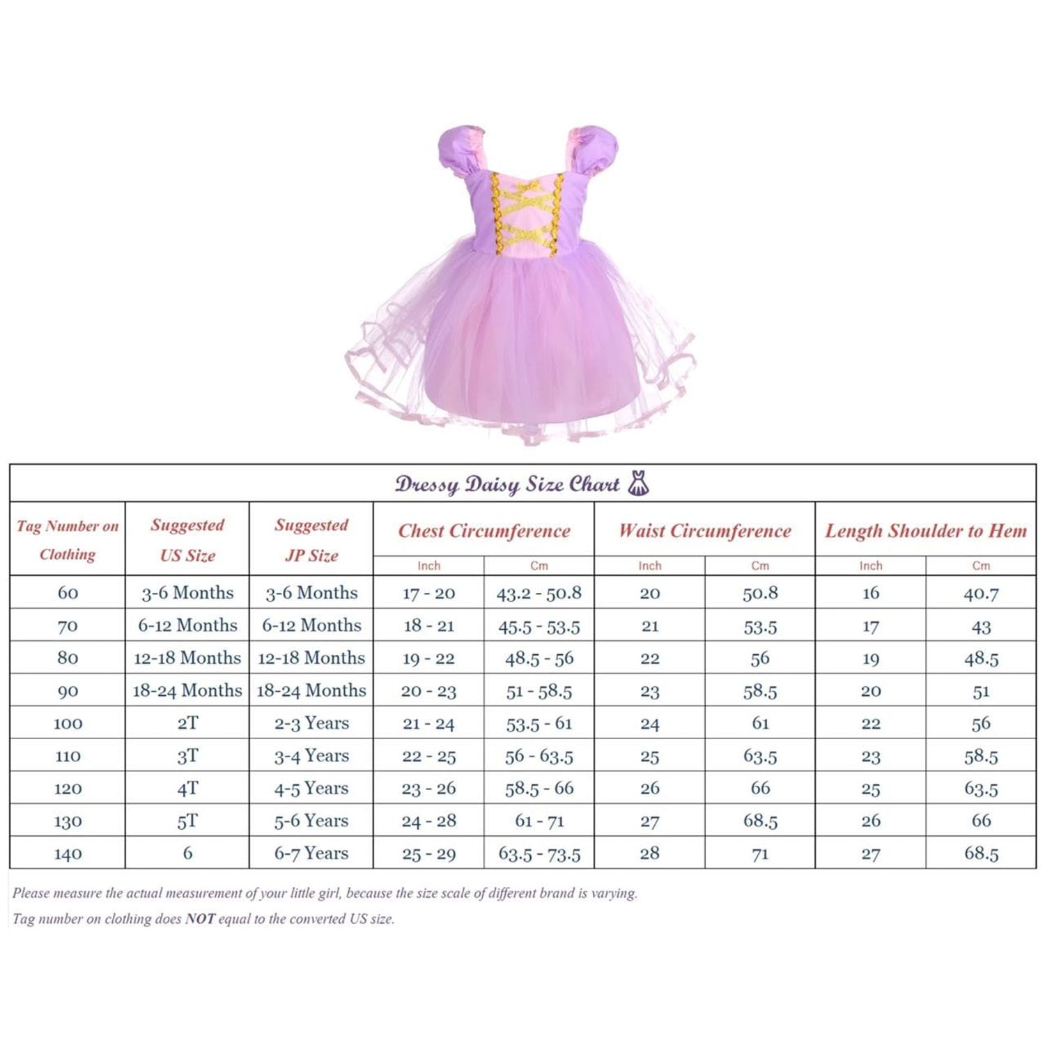 Dressy Daisy Princess Costumes Birthday Fancy Halloween Xmas Party Dresses Up for Toddler Girls Size 3T