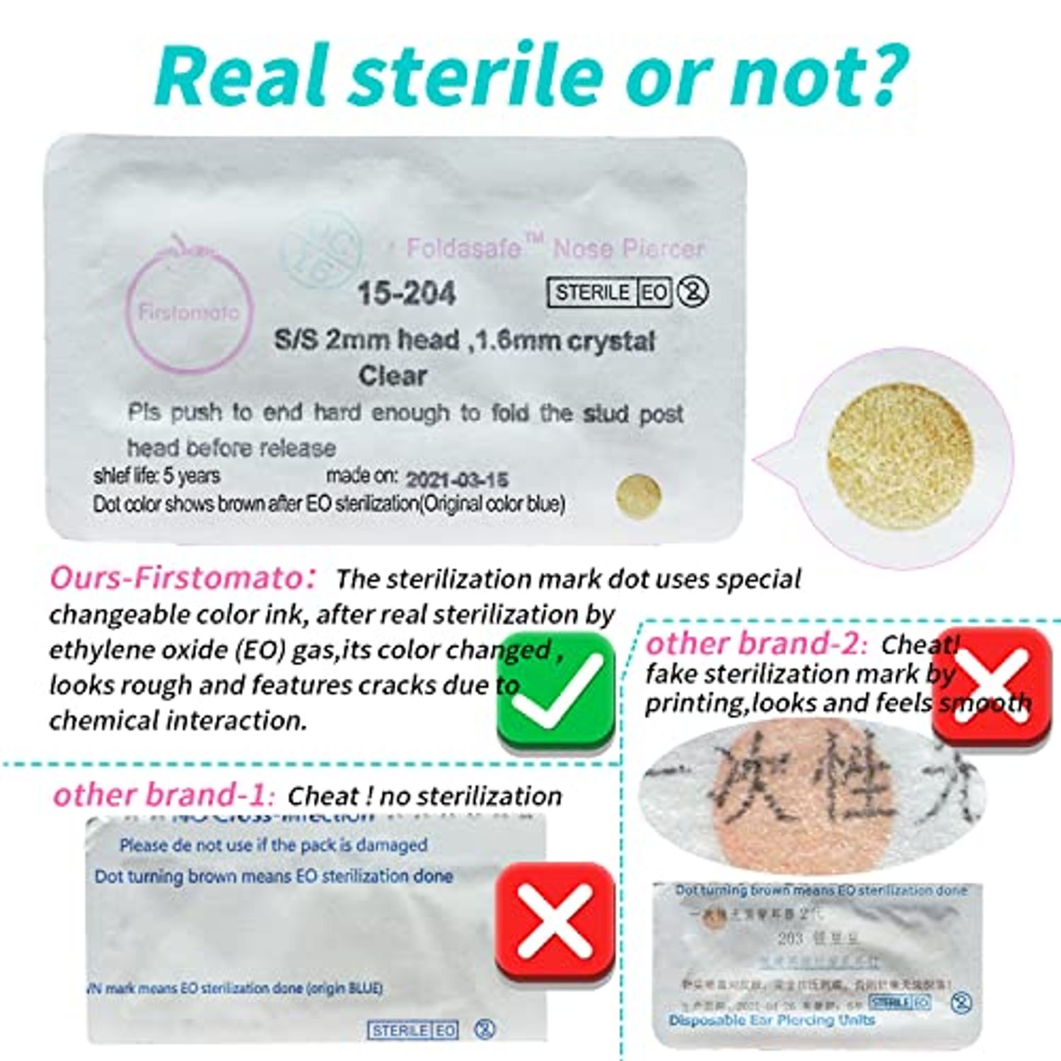 Firstomato 2 Pack Self Use Nose Piercing Gun Safe Nose Piercing Kit Tool Painless and Allergy Free Nose Piercer with Hypoallergenic Nose Studs