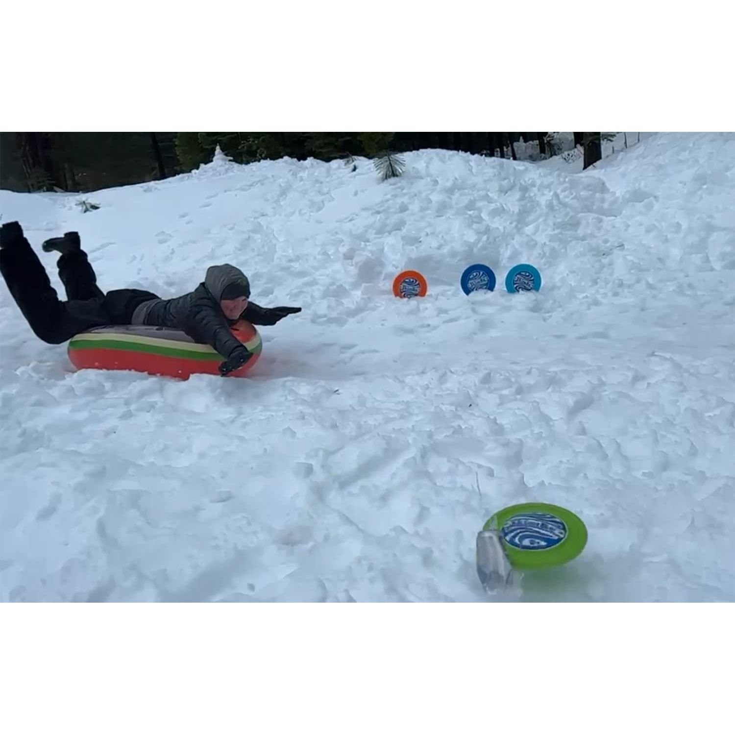 SkimBe Disc Snow and Winter Toy - Skips, Skims, Slides, and Jumps! Ideal for Snow, Gardens, Ice, and Pools - Enjoy Thrilling Moments for Kids, Adults, and Families! (Light Blue)