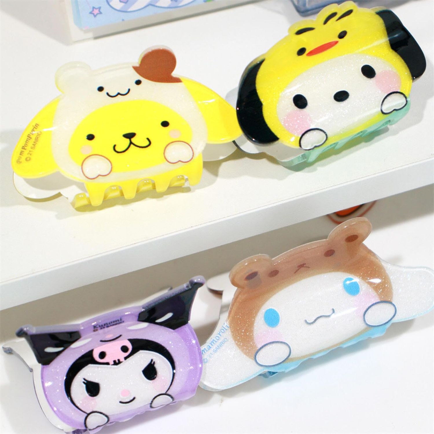 Hair Claw Clips Set of 5 Cute Cartoon Ponytails Updos Hair Styling Accessories Strong Hold for Women Girls