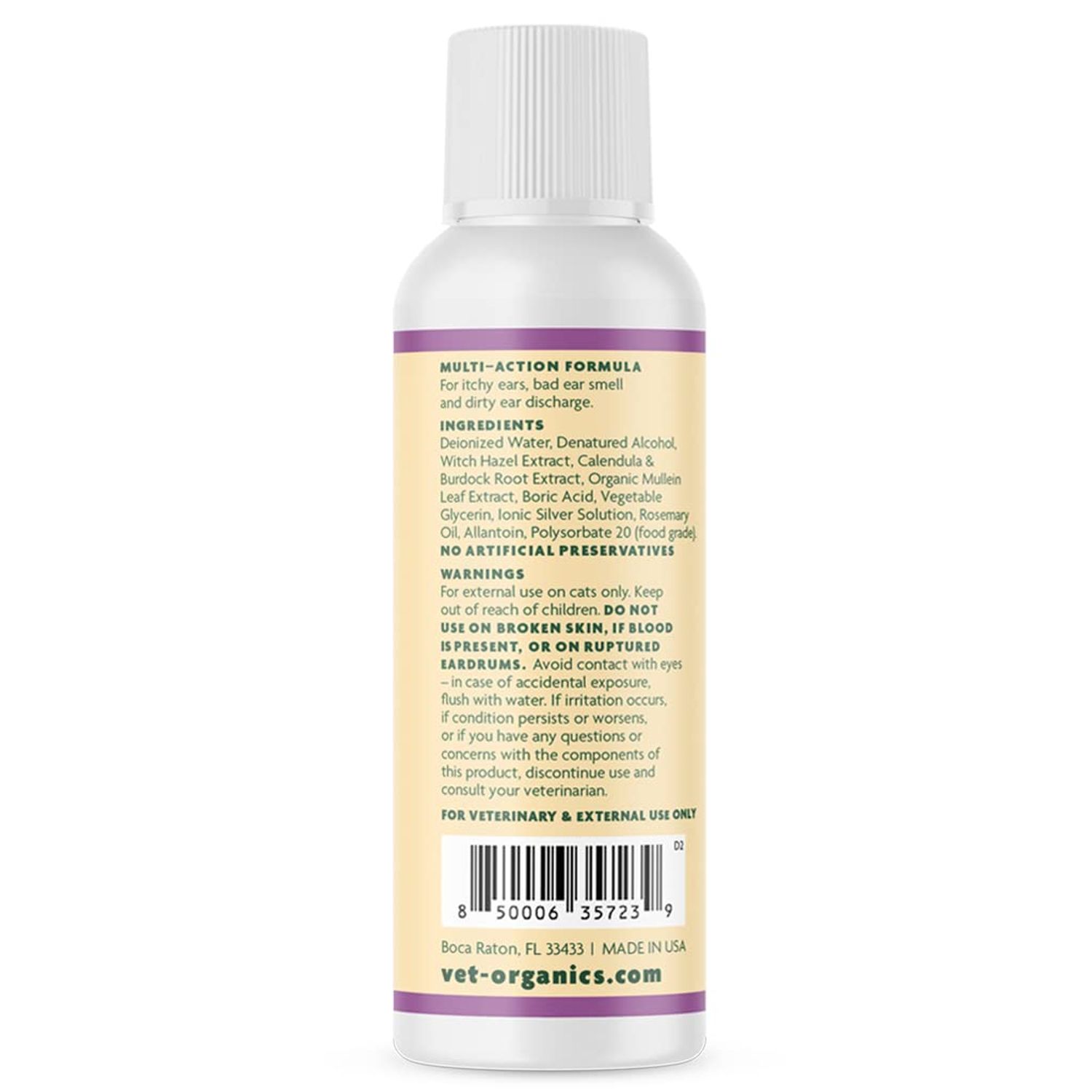 Vet Organics EcoEars Cat Ear Cleaner. Natural Multi-Action Formula. for Itch, Head Shaking, Discharge & Smell. Naturally Cleanses Away Common Problems. 100% Guaranteed (4 oz)
