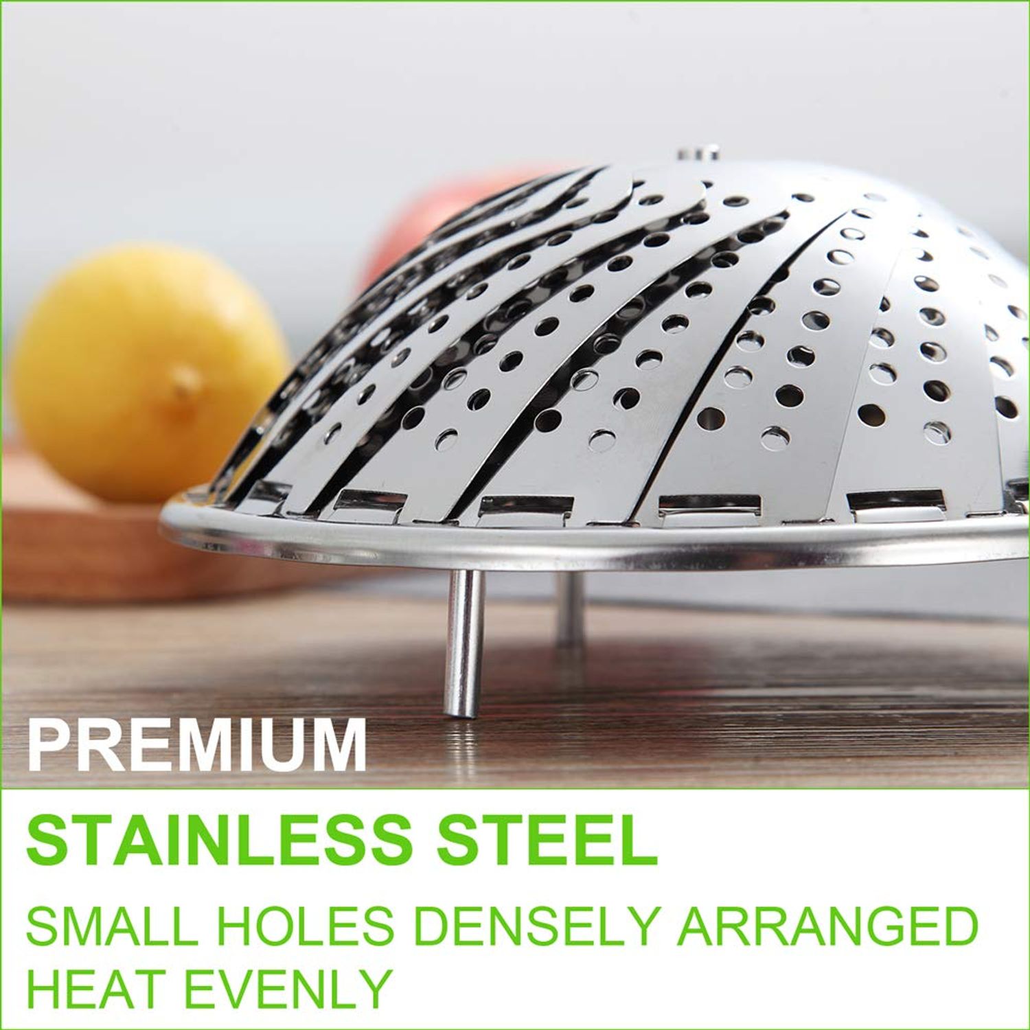FOFAYU Vegetable Steamer Basket for Cooking, Stainless Steel Veggie Fish Food Steamer Basket, Folding Expandable Steamers to Fit Various Size Pot