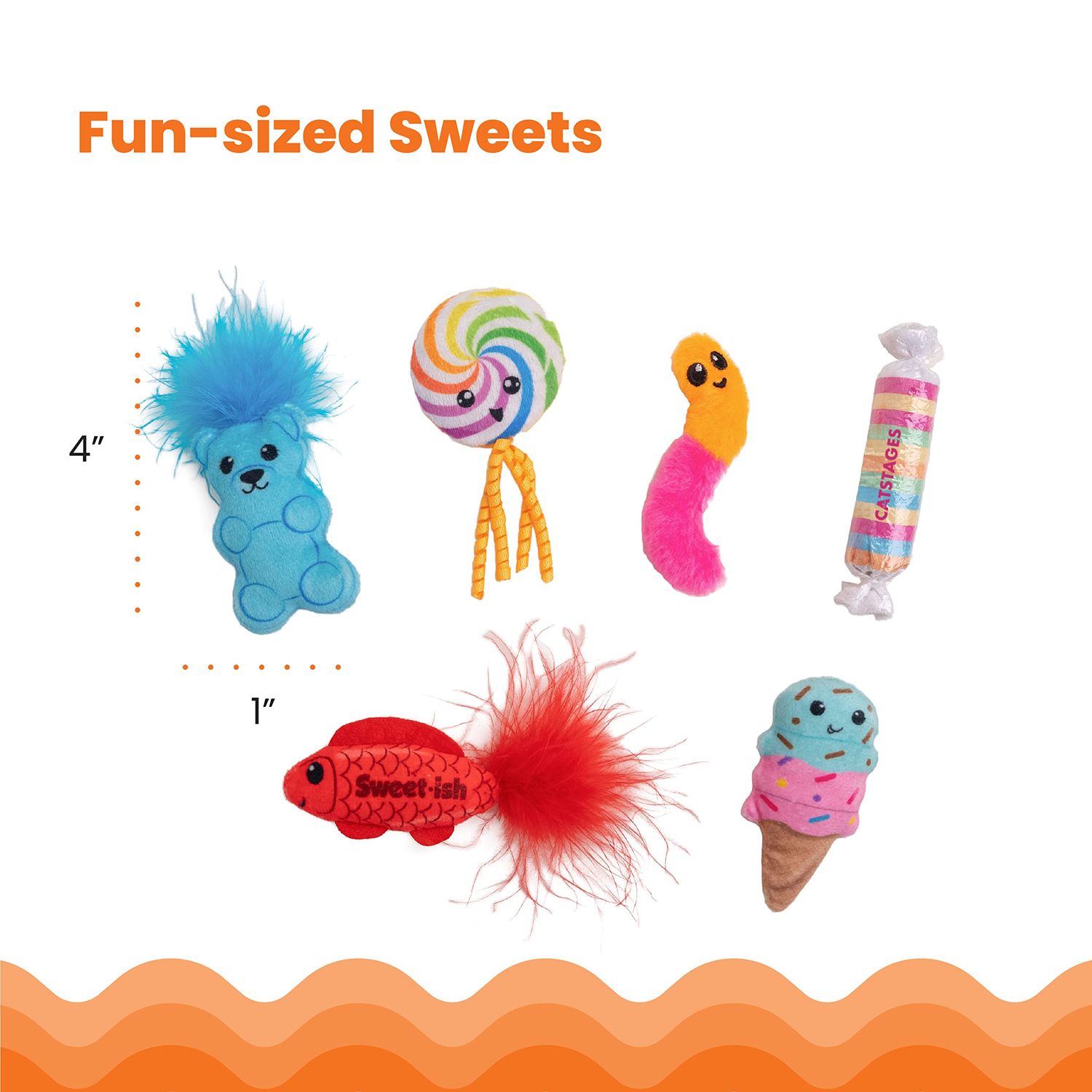 Catstages Kitty Sweet Treats Plush Catnip Cat Toys - 6 Pack