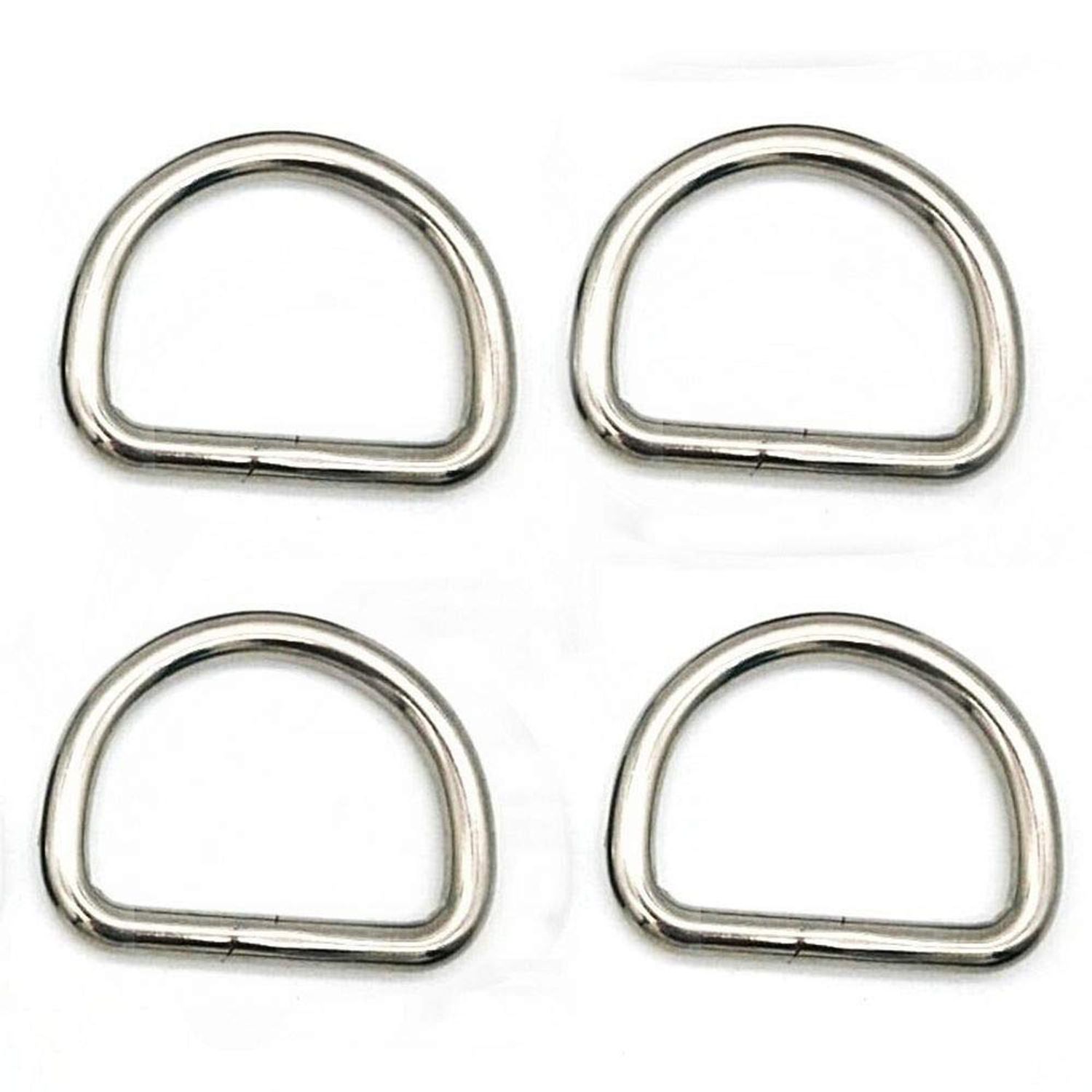 JY-MARINE Stainless Steel 316 Welded Strong D Ring for Dog Collars Harnesses Fabric Paracord DIY Strap Webbing Craft Smooth Rust Proof-4 Pack (5X30X23)