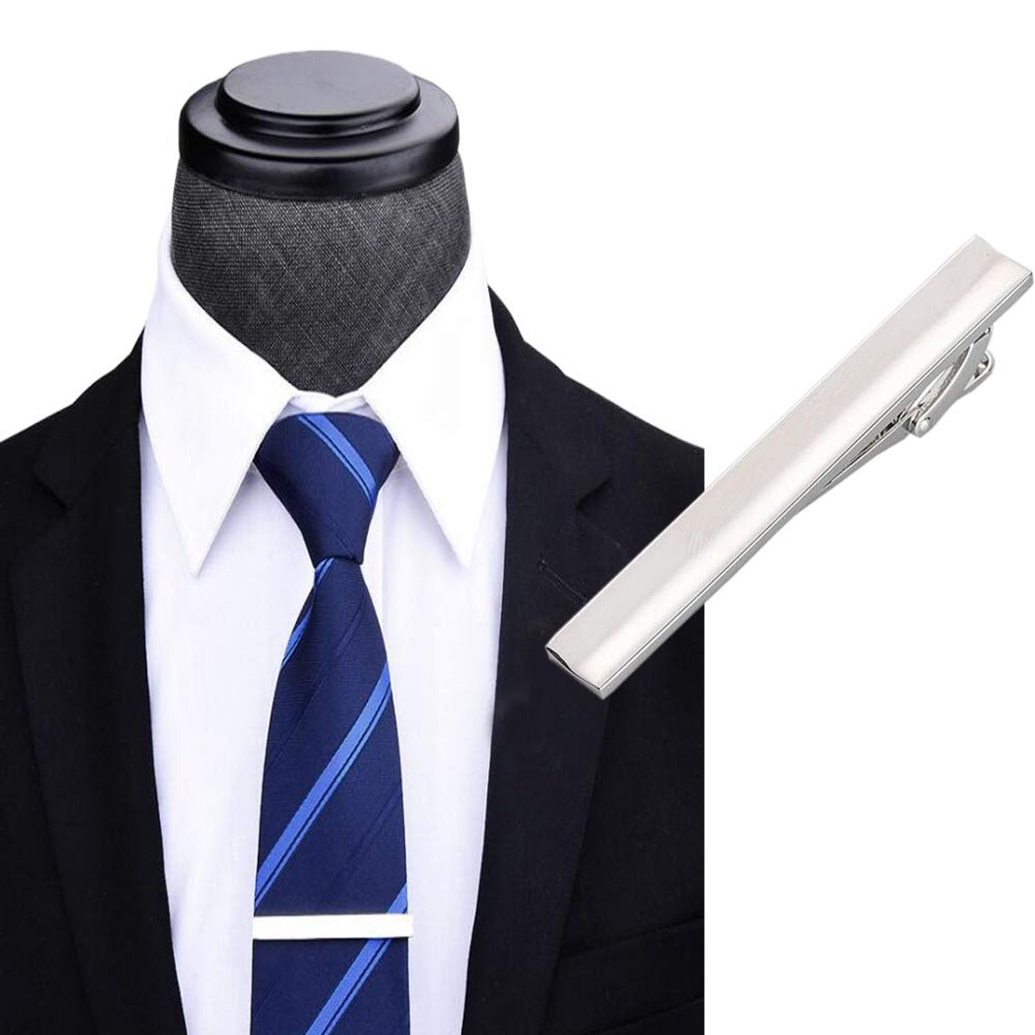 Men's Tie Clip Stainless Steel Metal Simple Necktie Tie Bar Clasp Clip Clamp Pins Sliver Color For Men Business&Party Wedding Best Gift