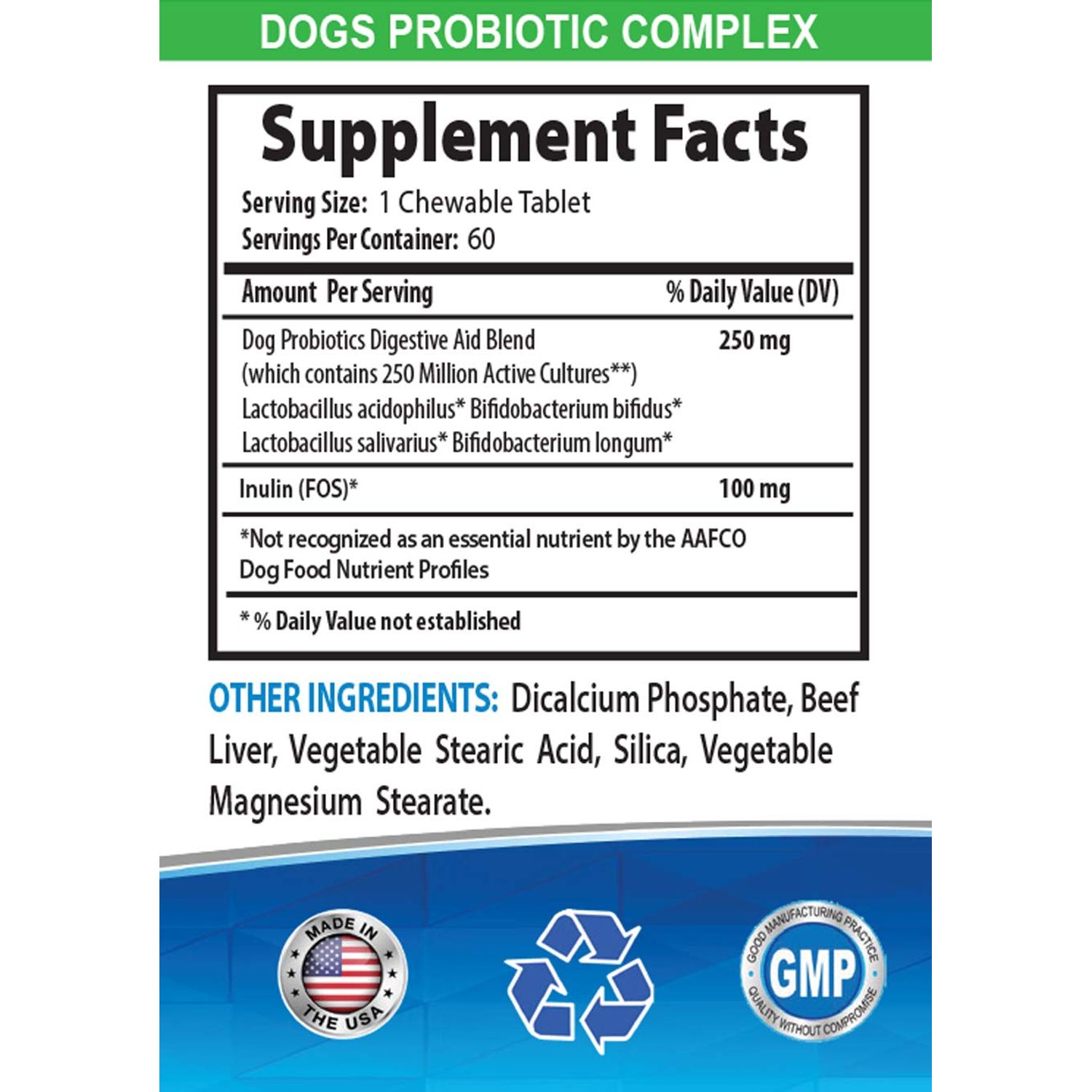 HAPPY PET VITAMINS LLC Dog Digestive Supplement - Dog Premium PROBIOTICS - Savory Beef Flavor - Stops Diarrhea Bad Gas Bad Breath - Gut Health - Dogs Bad Breath Tablet s - 3 Bottles (180 Treats)