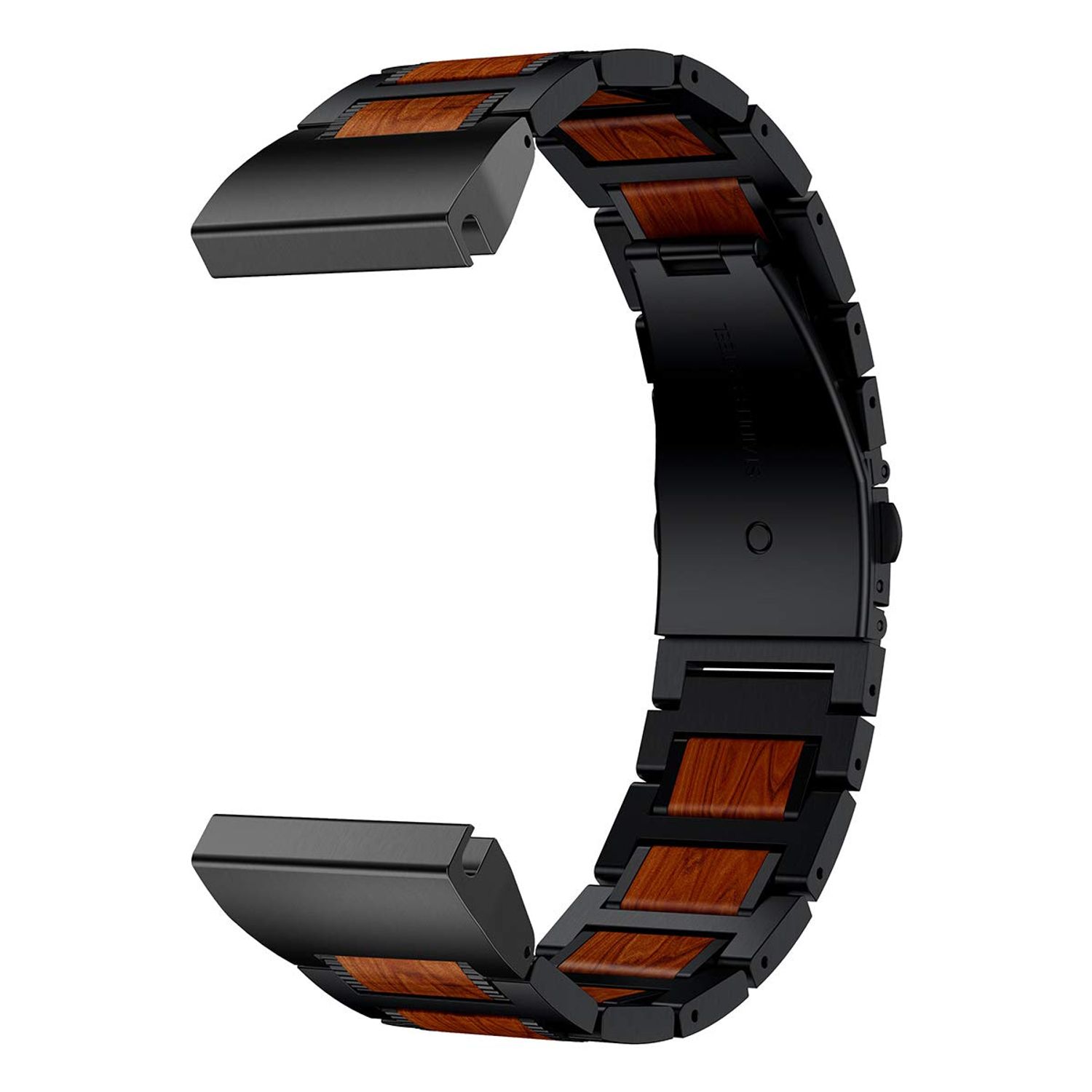 LDFAS Fenix 7X/6X/5X Plus Band, Natural Wood Red Sandalwood Stainless Steel Metal Watch Band, 26mm Quick Release Easy Fit Strap Compatible for Garmin Fenix 7X/6X Pro/5X/5X Plus/3HR/Descent Mk2