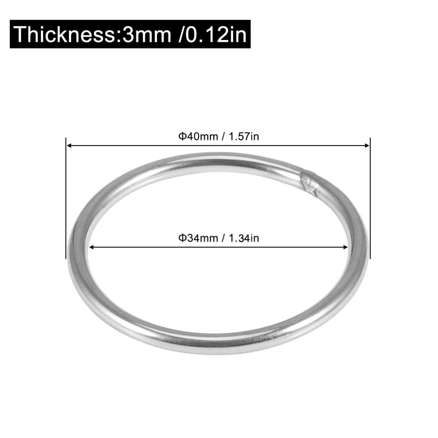 Picowe 30PCS Smooth Welding 304 Stainless Steel O-Ring, Welded High Strength Round O Ring for Macrame, Camping Belt, Dog Leashes, DIY Crafts, Luggage Accessories