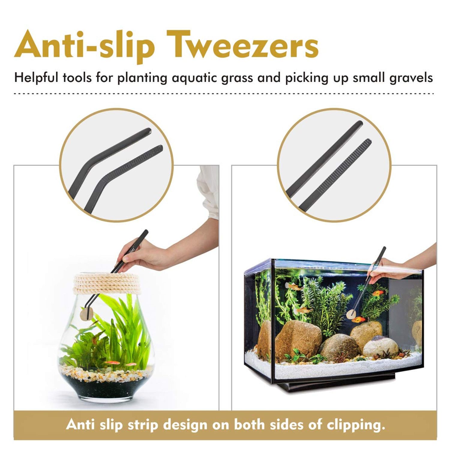 hygger Long Stainless Steel Premium Aquarium Tools, 4 PCS Aquatic Plant Tweezers Scissors Spatula Kits Comes with 1 Cleaning Cloth, for Fish Tank Starters
