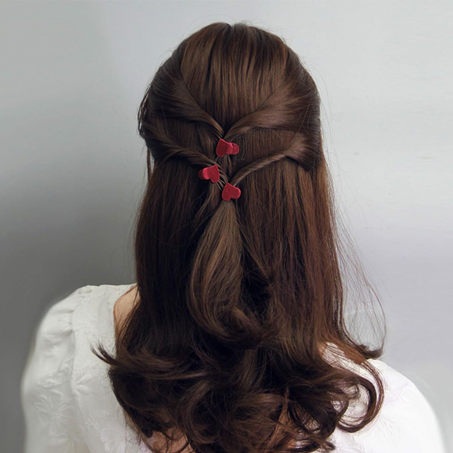 Mini Heart Hair Clips for Women Velour Heart Hair Claw Clips Black Red BWDCQMX Mini Cute Hair Accessories Clips for Hair Valentine's Day Hair Accessories for Women Girls（20 pcs）