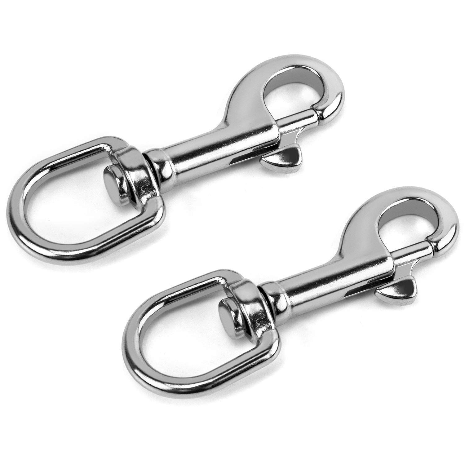 QWORK 3-1/2"Swivel Eye Bolt Snap Hook, 2Pcs, 316 Stainless Steel Single Ended Trigger Snap Clips for Diving/Pet Leash/Key Chain/Flag/Clothes Line
