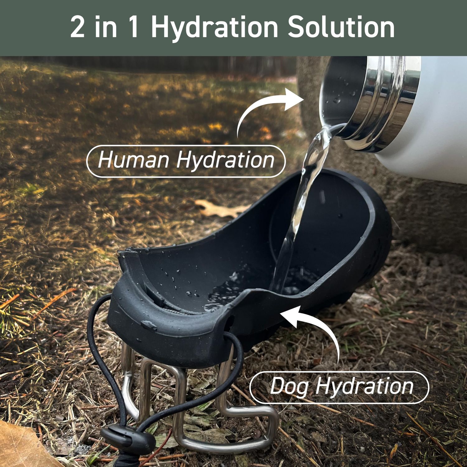 Green Mountain Pawz- Portable Dog Water Bottle Sling Transforms into Dog Travel Bowl, Compatible with 32 oz Wide Mouth Bottles from Hydroflask and Nalgene, Hiking Portable Dog Water Bottle