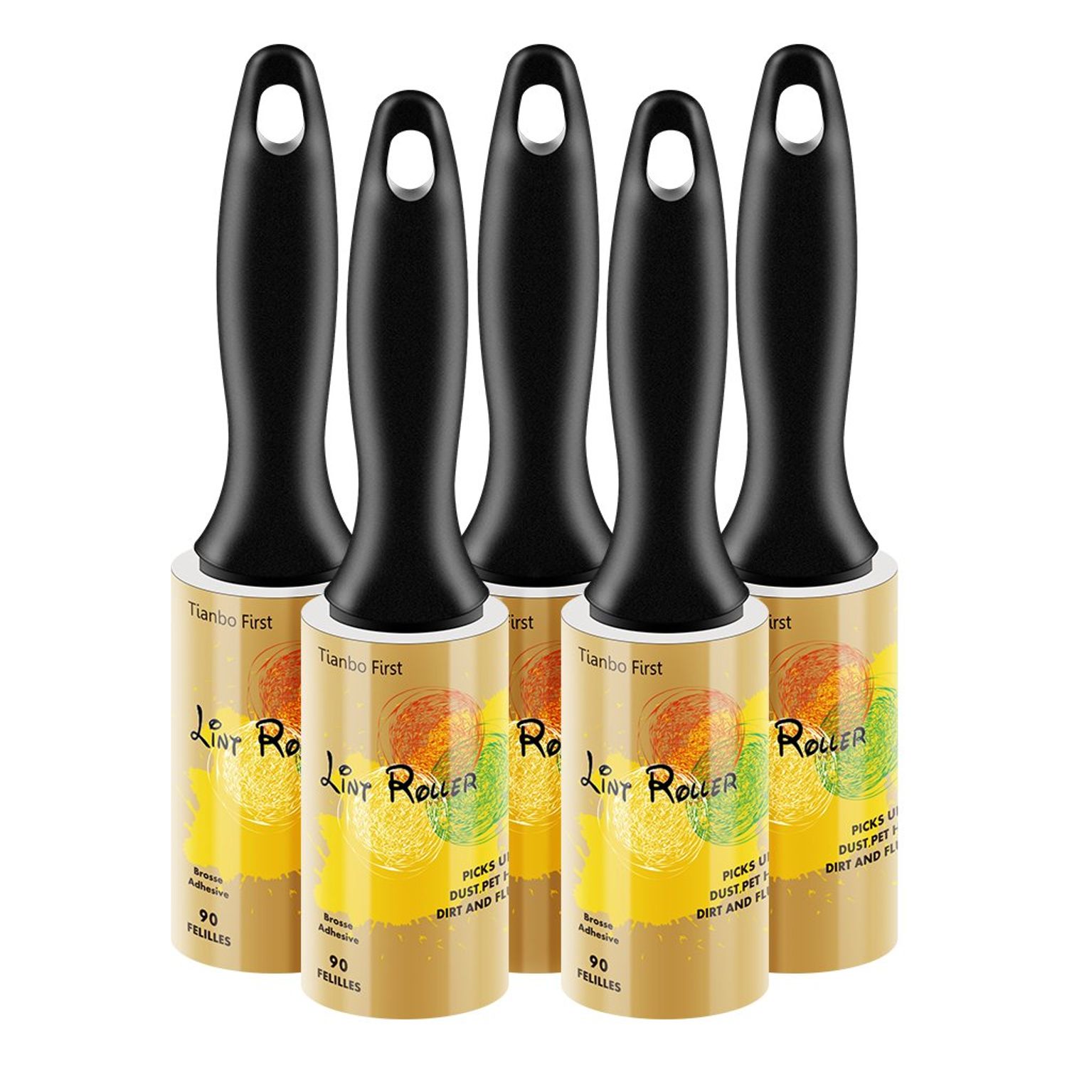 TIANBO FIRST Lint Rollers for Pet Hair Extra Sticky, Lint Remover Sticky Roller Dog Cat Fur Pet Hair Remover Roller Extra Sticky Lint Roller Travel Size for Clothes Couch, 450 Sheets Total, 5 Packs